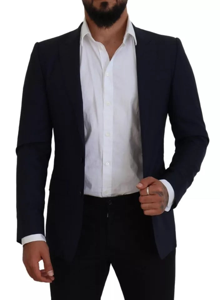 Dolce & Gabbana Blue Wool Slim Fit Επίσημο Παλτό Ανδρικό σακάκι