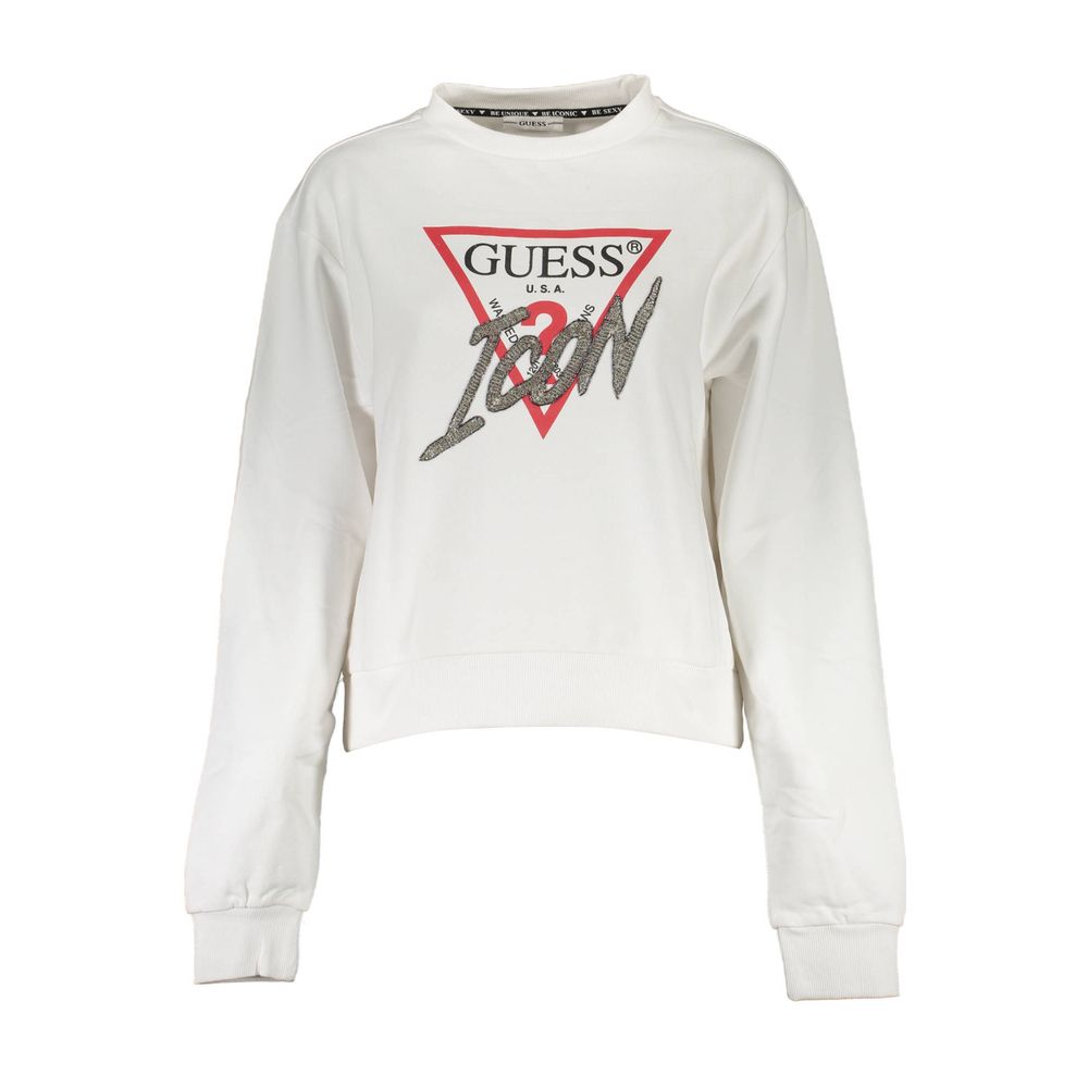 Φούτερ Guess Jeans Chic White printed φούτερ με στρας