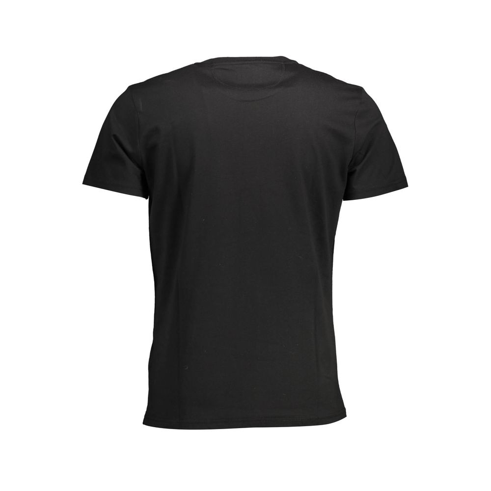 La Martina Elegant Black Crew Neck Cotton Tee