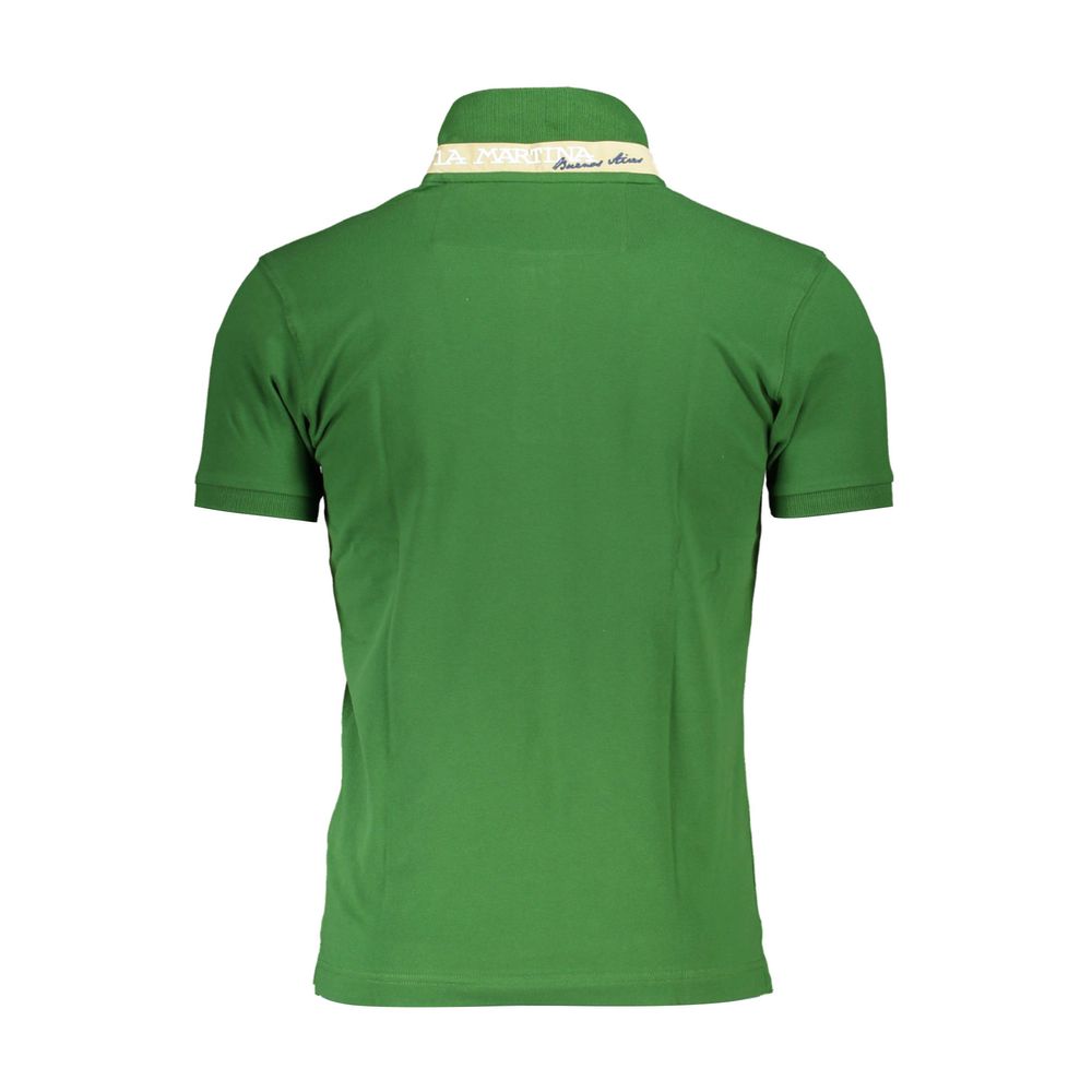 La Martina Elegant Slim Fit Green Polo With Contrasting Details