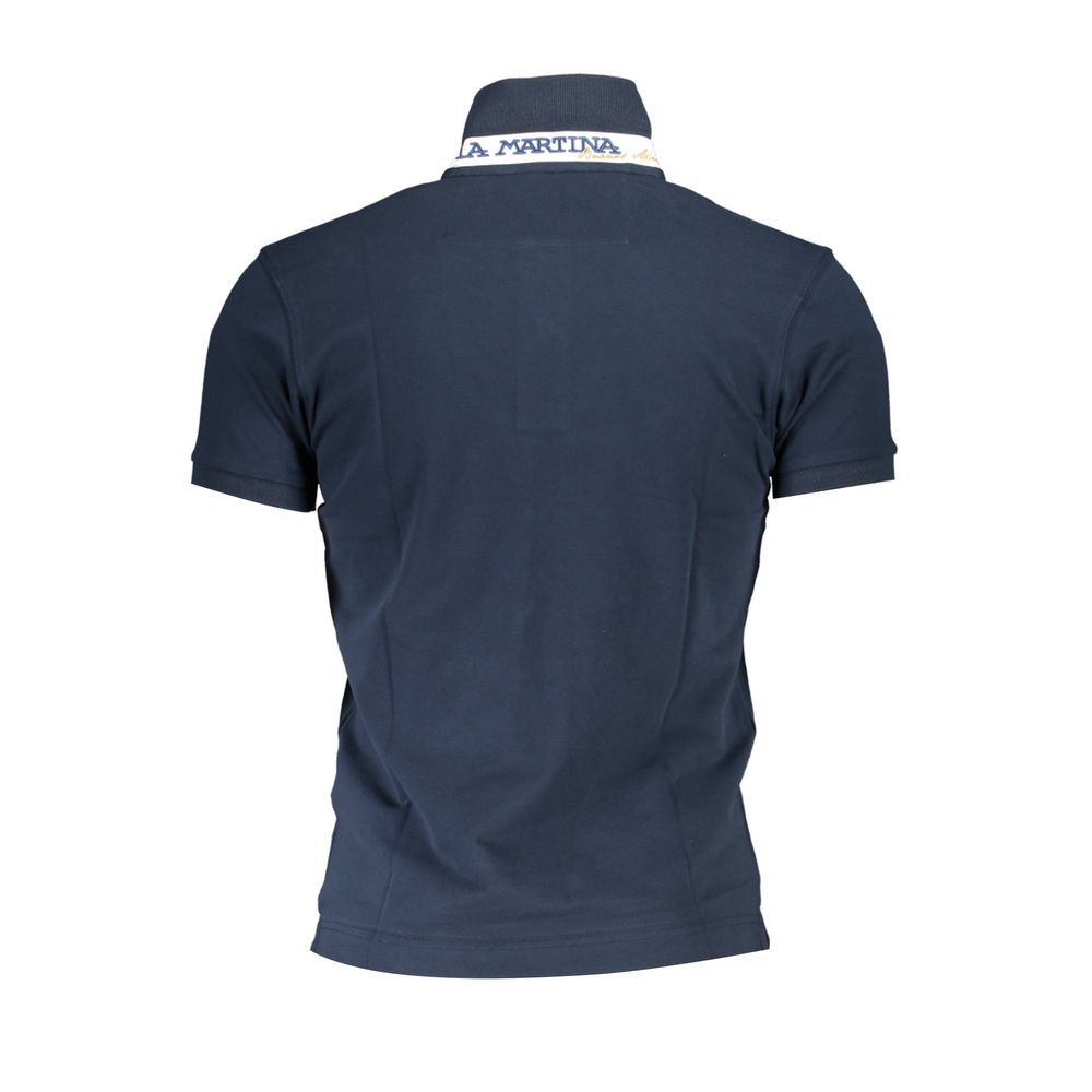 La Martina Elegant Slim-Fit Blue Polo με λεπτομέρειες σε αντίθεση