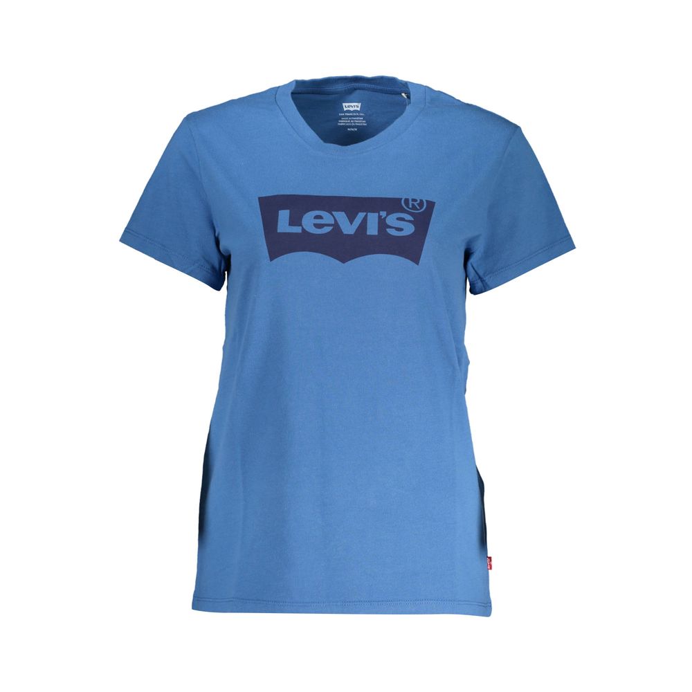 Κομψό μπλε βαμβακερό μπλουζάκι Levi's με κλασική στάμπα