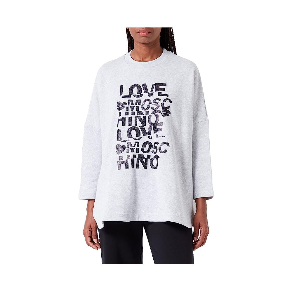 Love Moschino Glittered Cotton Oversized Φούτερ - Γκρι