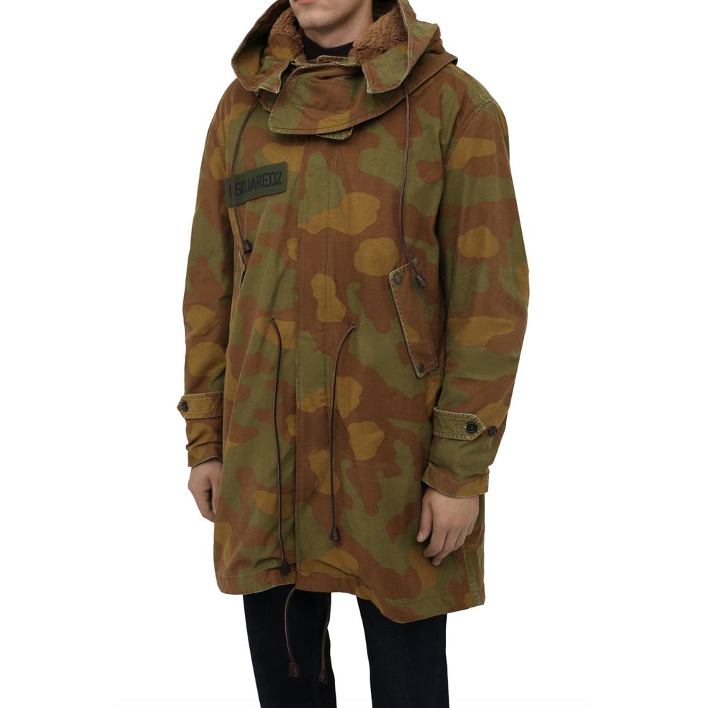 Dsquared² Camo με κουκούλα παρκά με δερμάτινες λεπτομέρειες