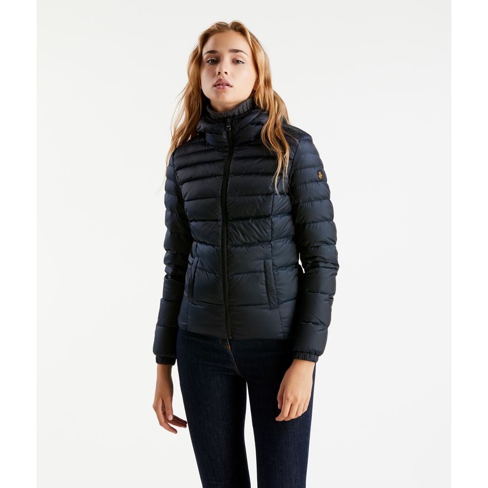 Refrigiwear Elegant Satin-Feel Down Jacket in Dark Blue