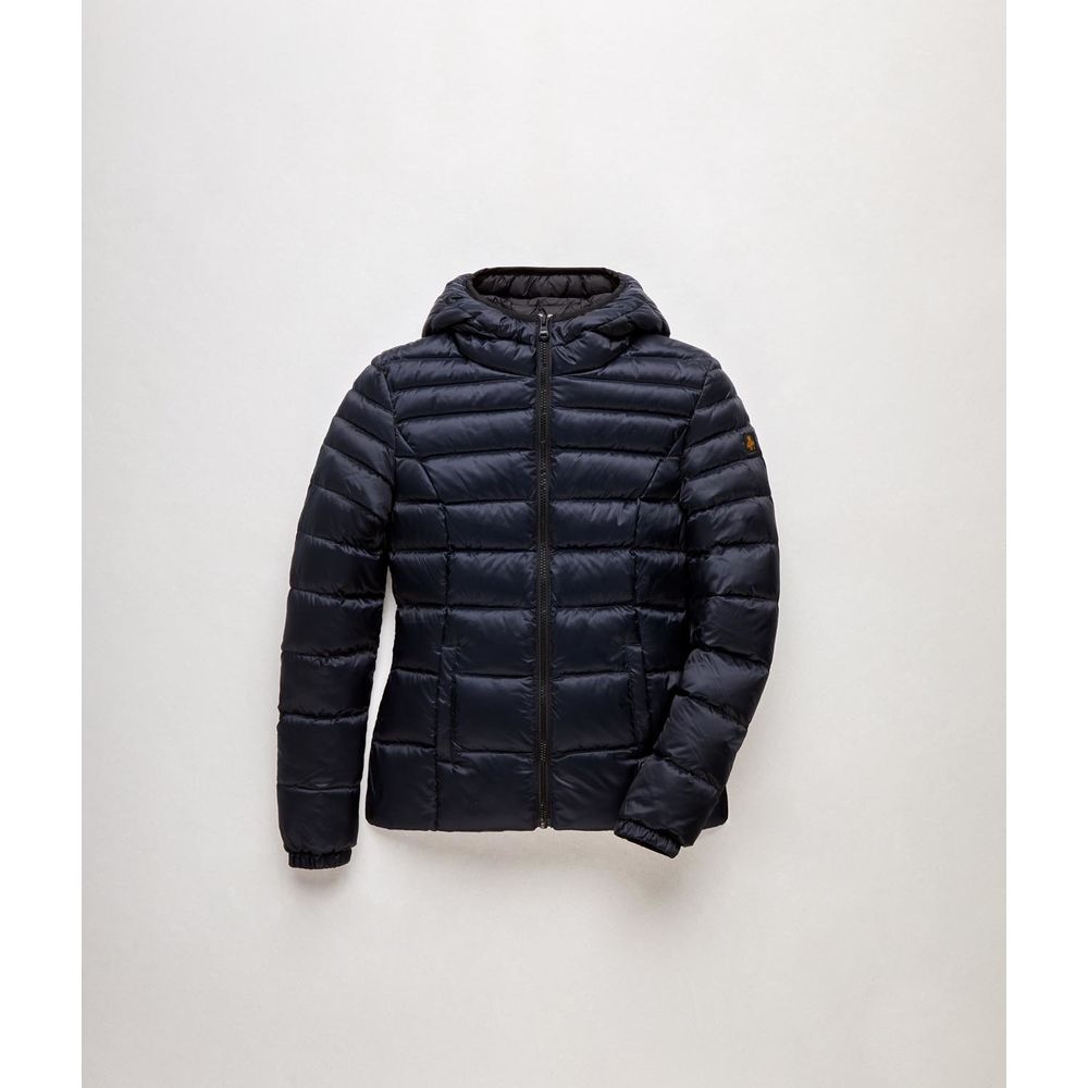 Refrigiwear Elegant Satin-Feel Down Jacket in Dark Blue