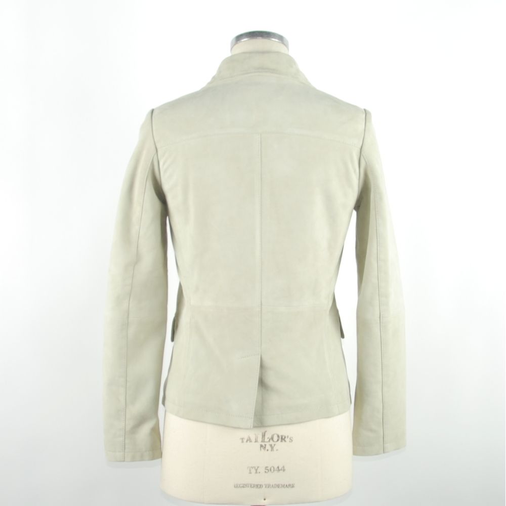 Chic White Leather Jacket by Emilio Romanelli