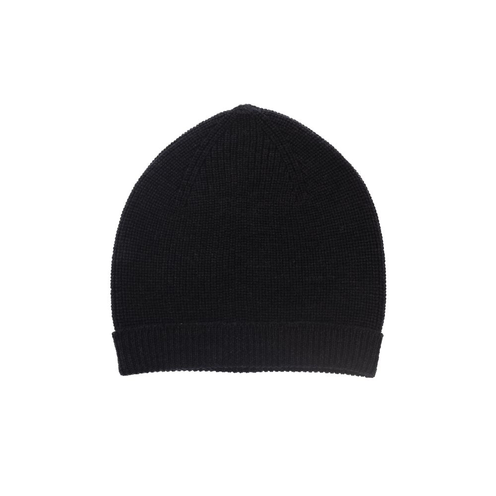 Alpha Studio Black Merino Wool Men Cap