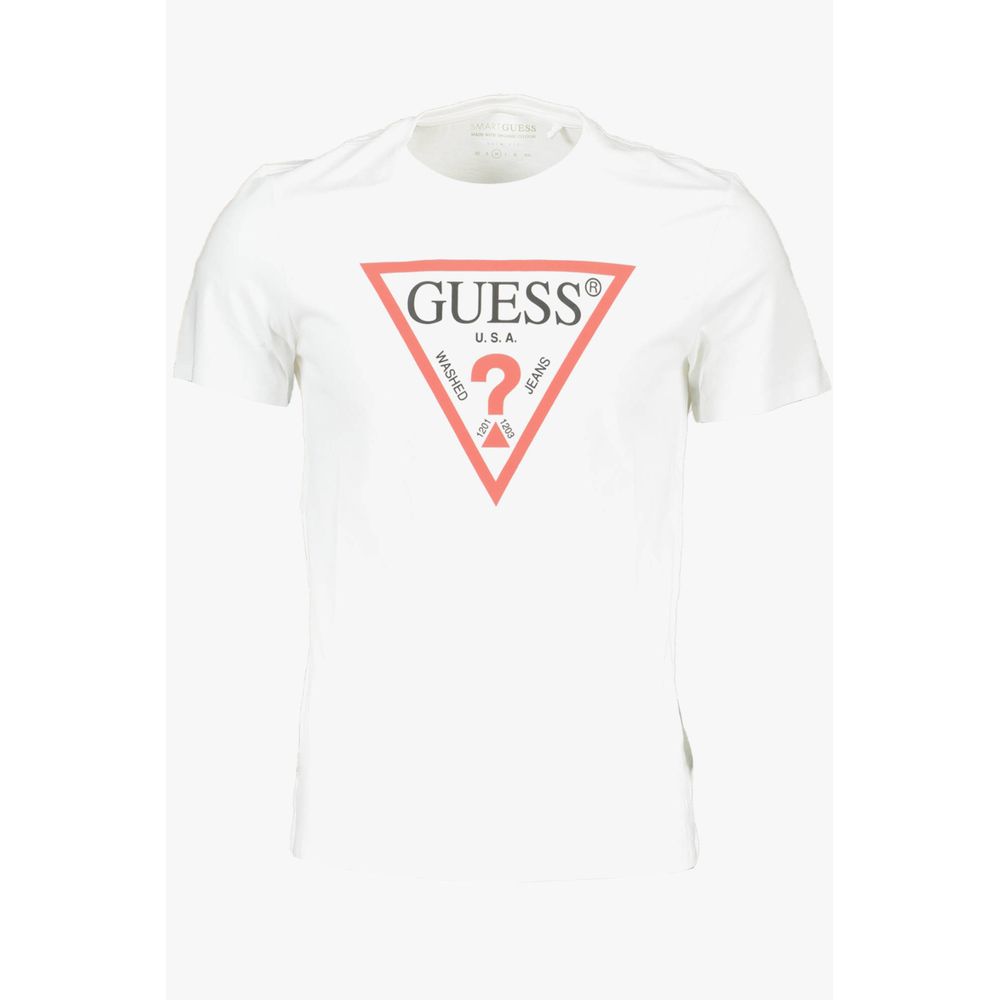 Guess Jeans Sleek Slim Fit Λευκό μπλουζάκι με εκτύπωση λογότυπου