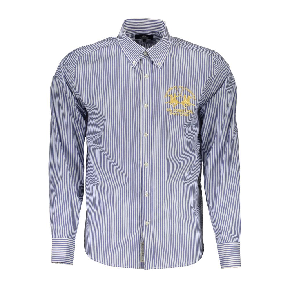 La Martina Elegant Blue Cotton Long Sleeve Shirt