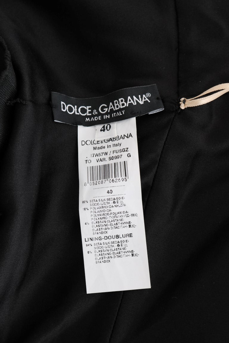 Dolce &amp; Gabbana χρυσό και μαύρο μεταξωτό Stretch κορμάκι