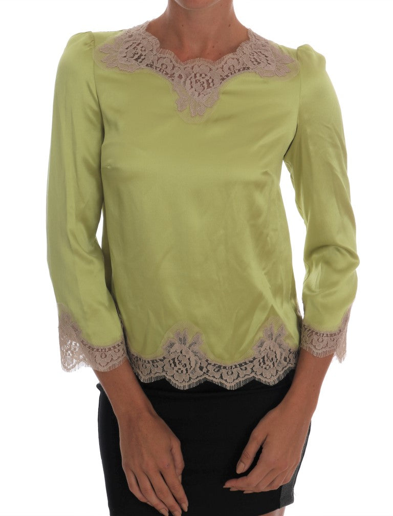 Dolce & Gabbana Elegant Floral Lace Silk Blouse