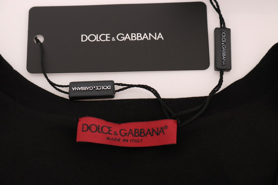 Dolce &amp; Gabbana Black Floral Μπλούζα Cami με παγιέτες