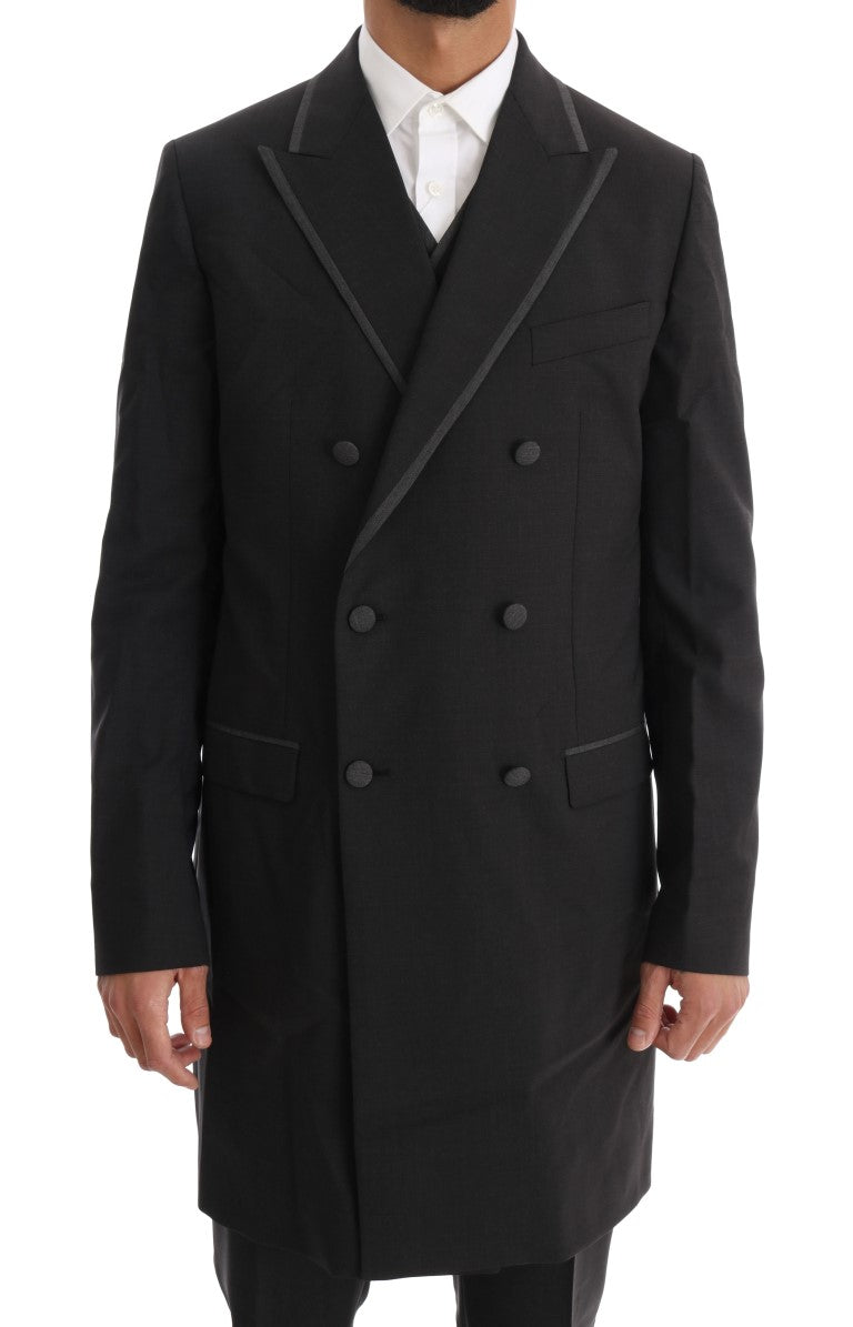 Dolce & Gabbana Elegant Gray Double Breasted Wool Suit