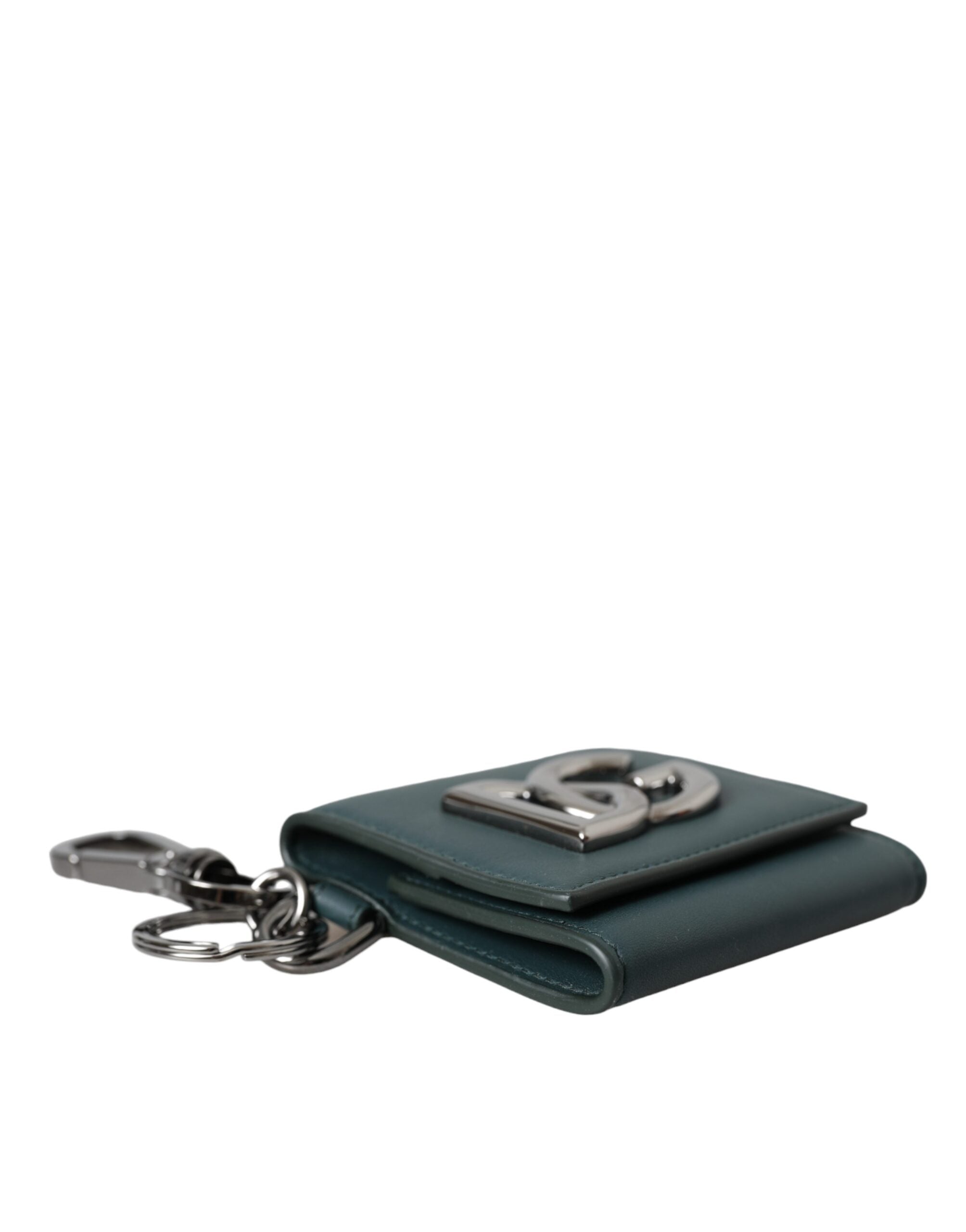 Dolce & Gabbana Green Calfskin Leather DG Logo Keyring Coin Purse Wallet