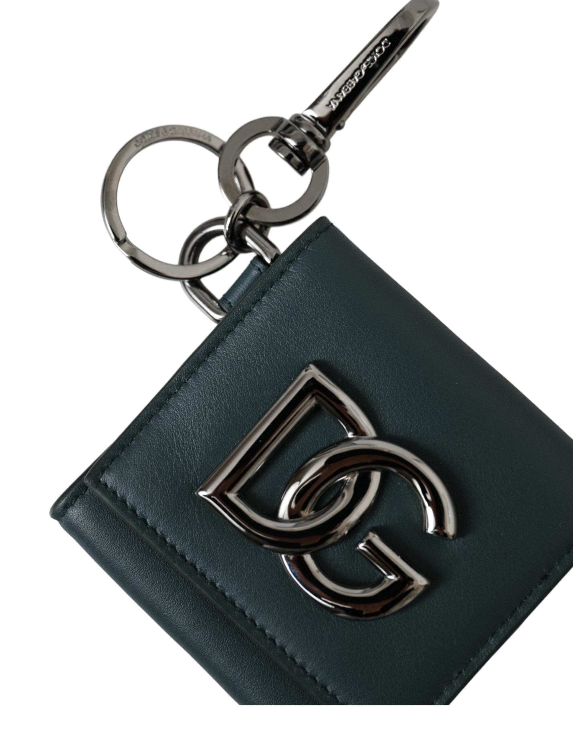 Πορτοφόλι με κέρματα Dolce & Gabbana Green Leather DG Logo Keyring