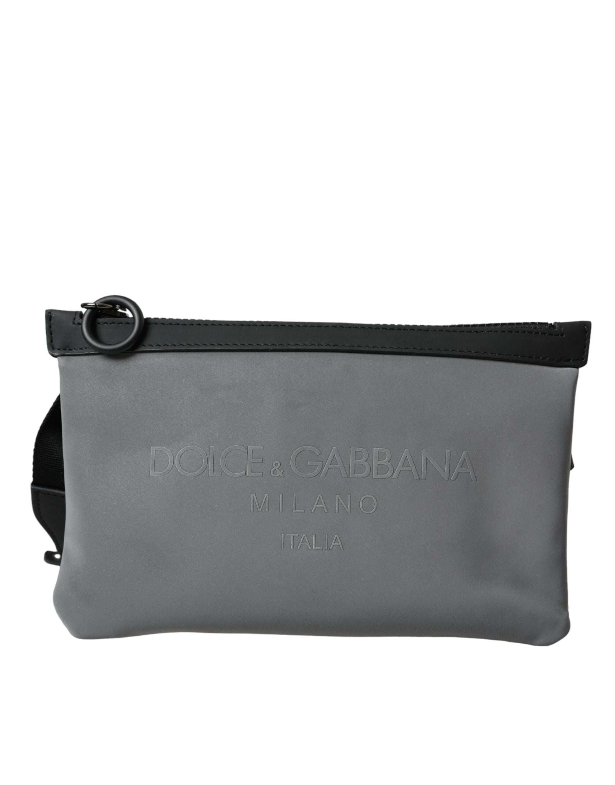 Dolce & Gabbana Grey Neoprene με φερμουάρ στη μέση, Fanny Pack Τσάντα πουγκί για ζώνη