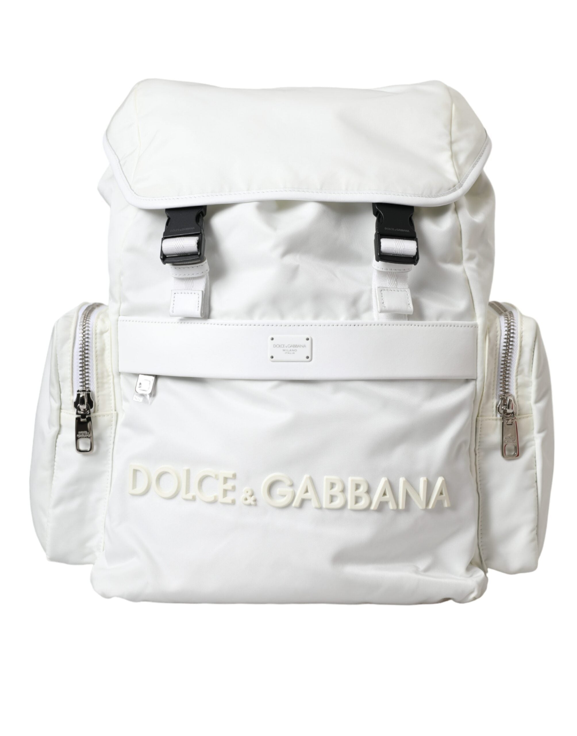 Τσάντα σακιδίου πλάτης με λογότυπο Dolce & Gabbana White Nylon Rubber