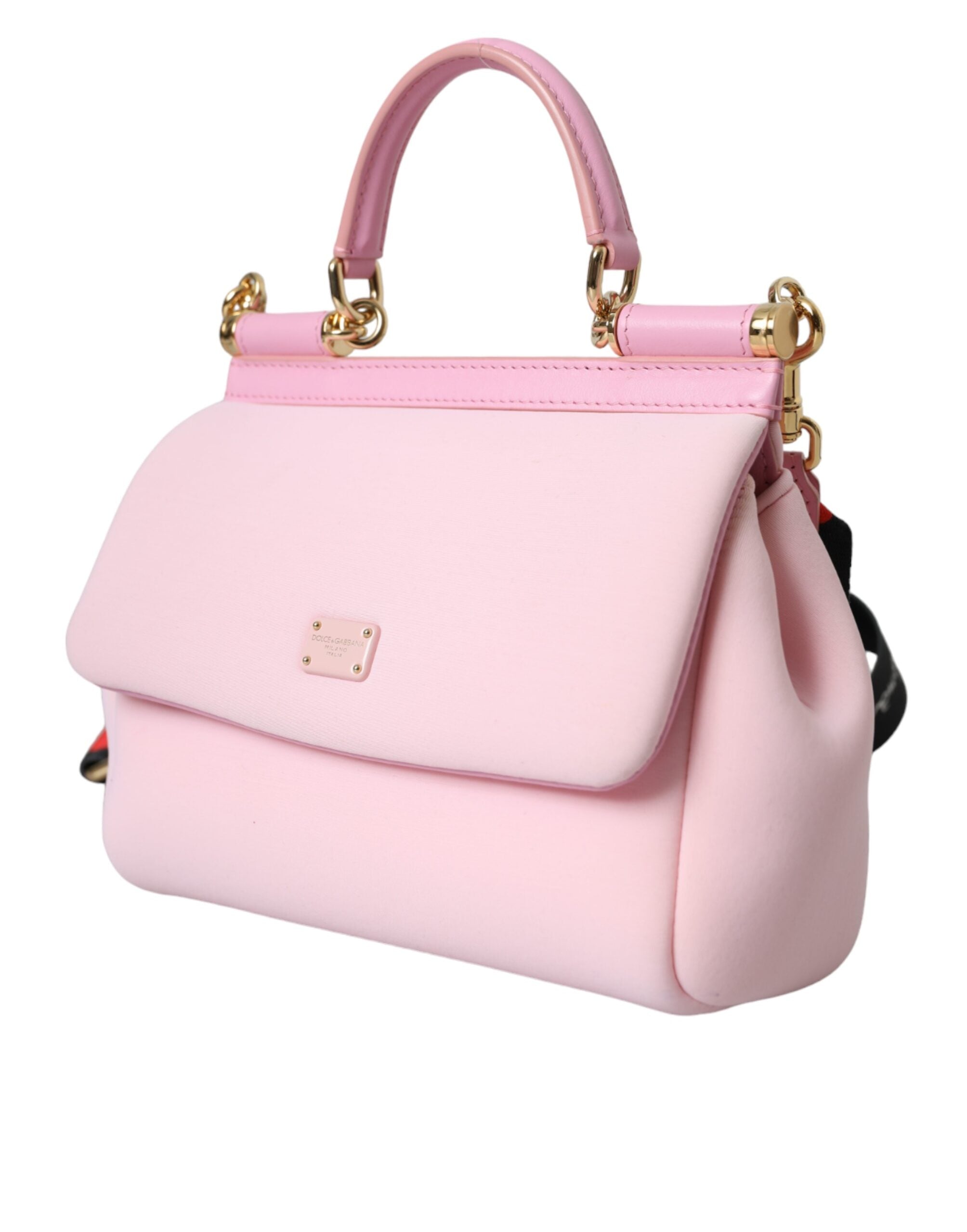 Dolce & Gabbana Pink SICILY Neoprene Top Handle Shoulder Satchel Bag