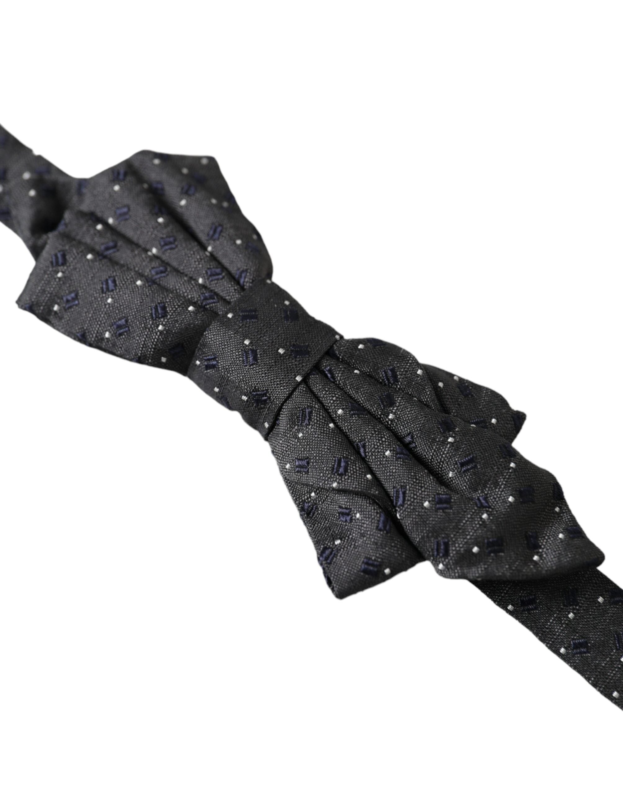 Dolce & Gabbana Black Silk Patterned Adjustable Neck Men Papillon Bow Tie