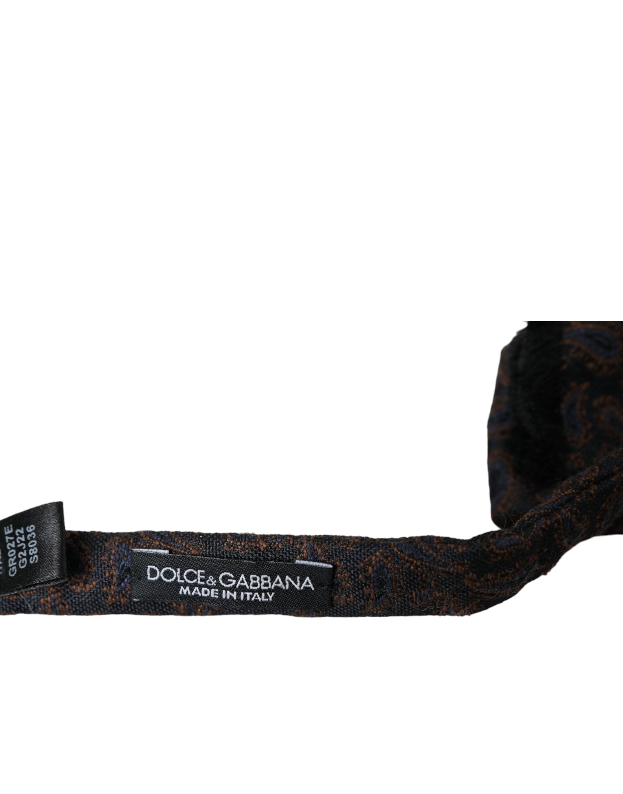 Ανδρικό παπιγιόν Dolce & Gabbana Brown Fantasy Silk Wool με ρυθμιζόμενο λαιμό