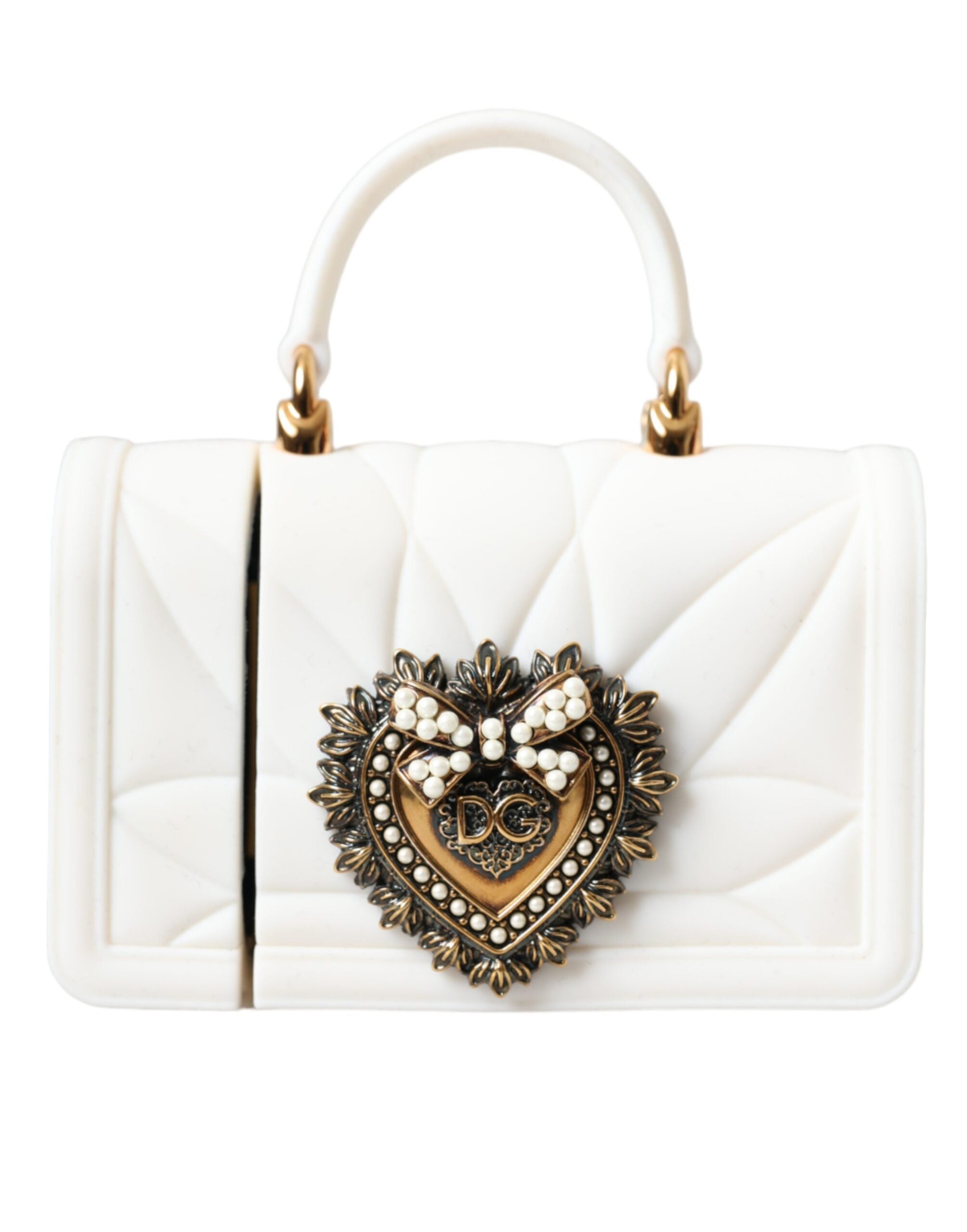 Dolce & Gabbana White Silicone Devotion Heart Cover Hand Bag Airpod Case