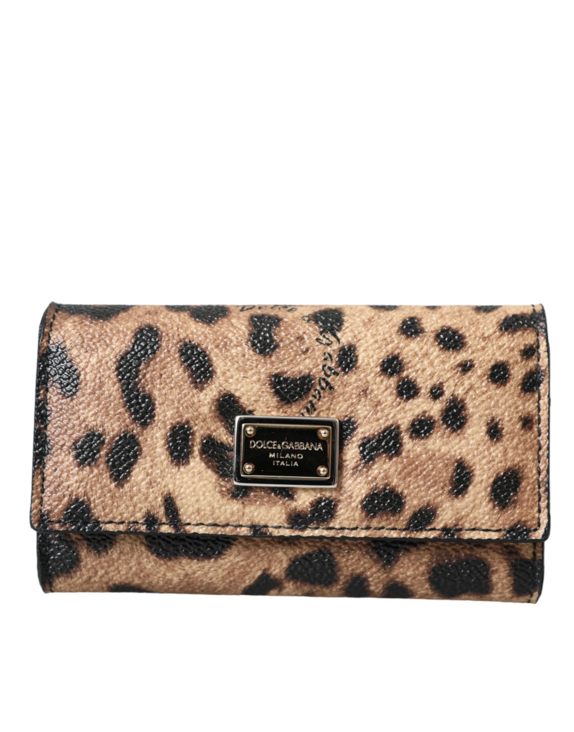 Dolce & Gabbana Brown Leopard PVC θήκη για κλειδί Μπρελόκ