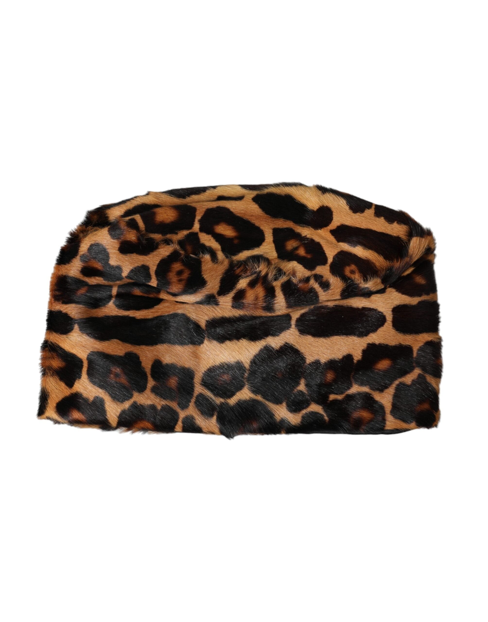 Γυναικείο καπέλο Dolce & Gabbana Brown Leopard Fur Fur