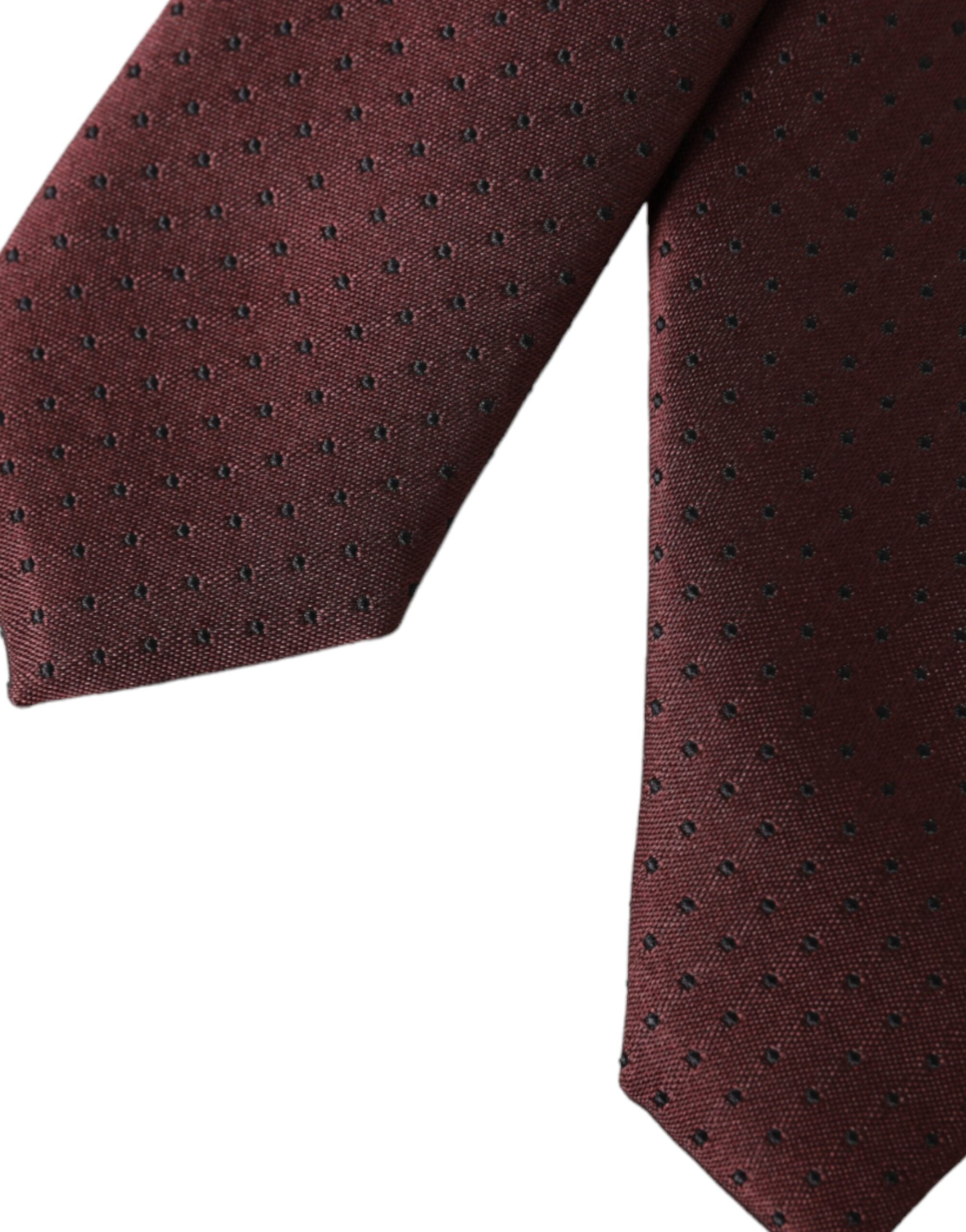 Dolce & Gabbana Maroon Dotted 100% Silk Adjustable Men Tie