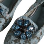 Dolce & Gabbana Blue Lace Crystal Ballet Flats Loafers Παπούτσια