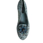 Dolce & Gabbana Blue Lace Crystal Ballet Flats Loafers Παπούτσια