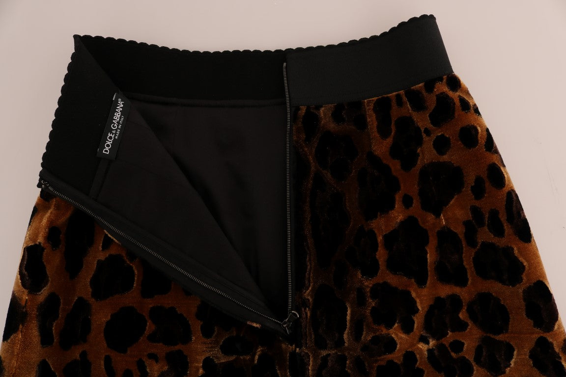 Dolce &amp; Gabbana Elegant Leopard Print A-Line φούστα