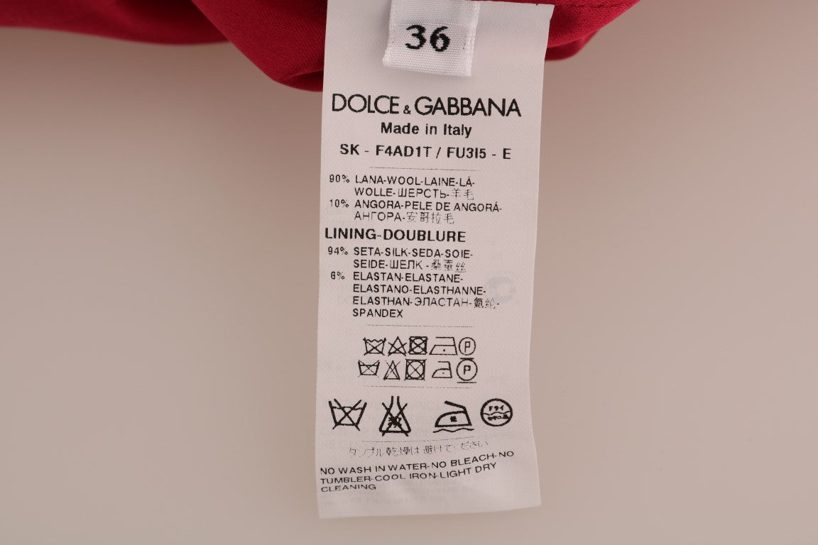 Dolce &amp; Gabbana Κομψή ροζ μάλλινη φούστα σε γραμμή Α μέχρι το γόνατο