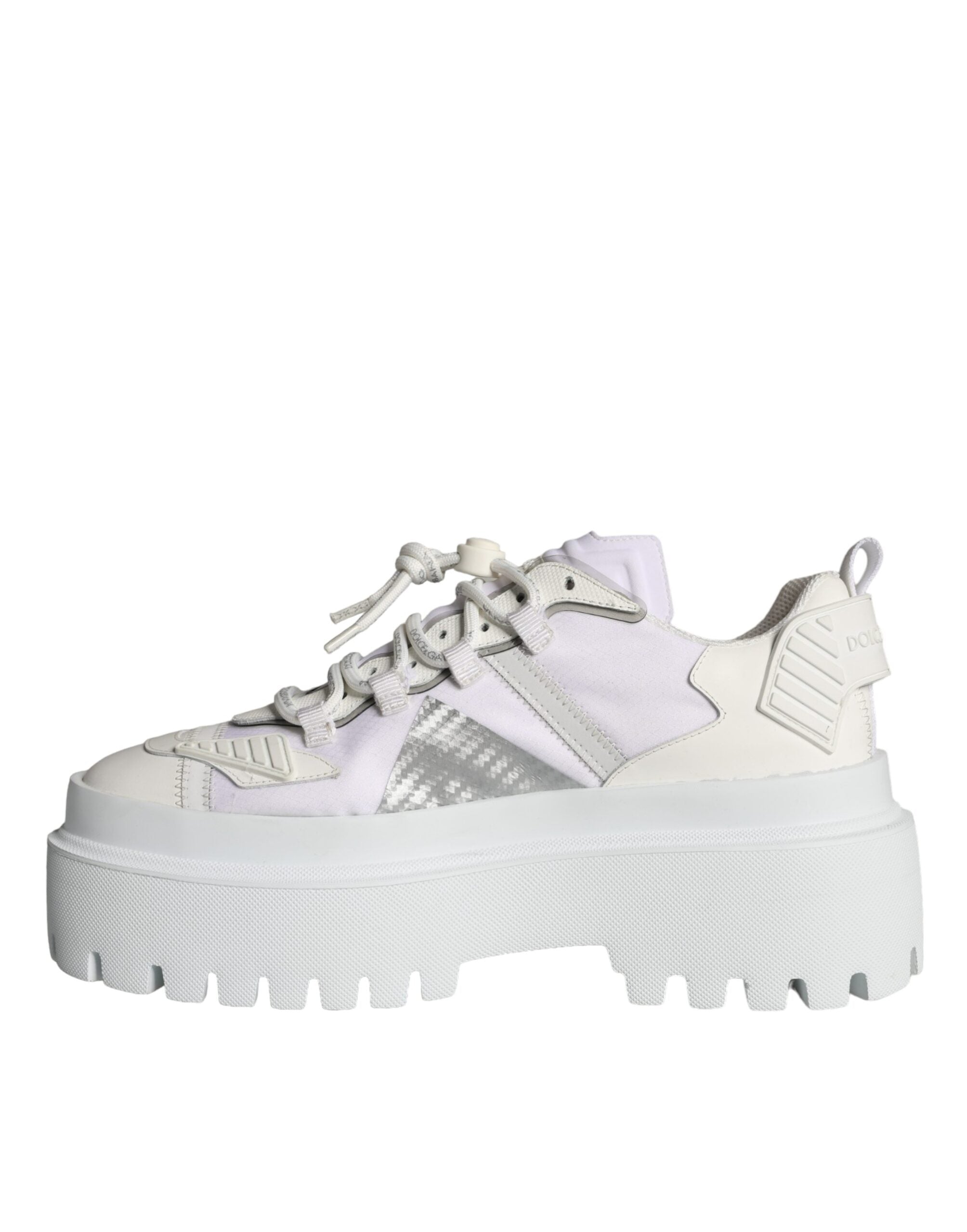 Dolce & Gabbana White Silver Chunky Platform Sneakers Shoes