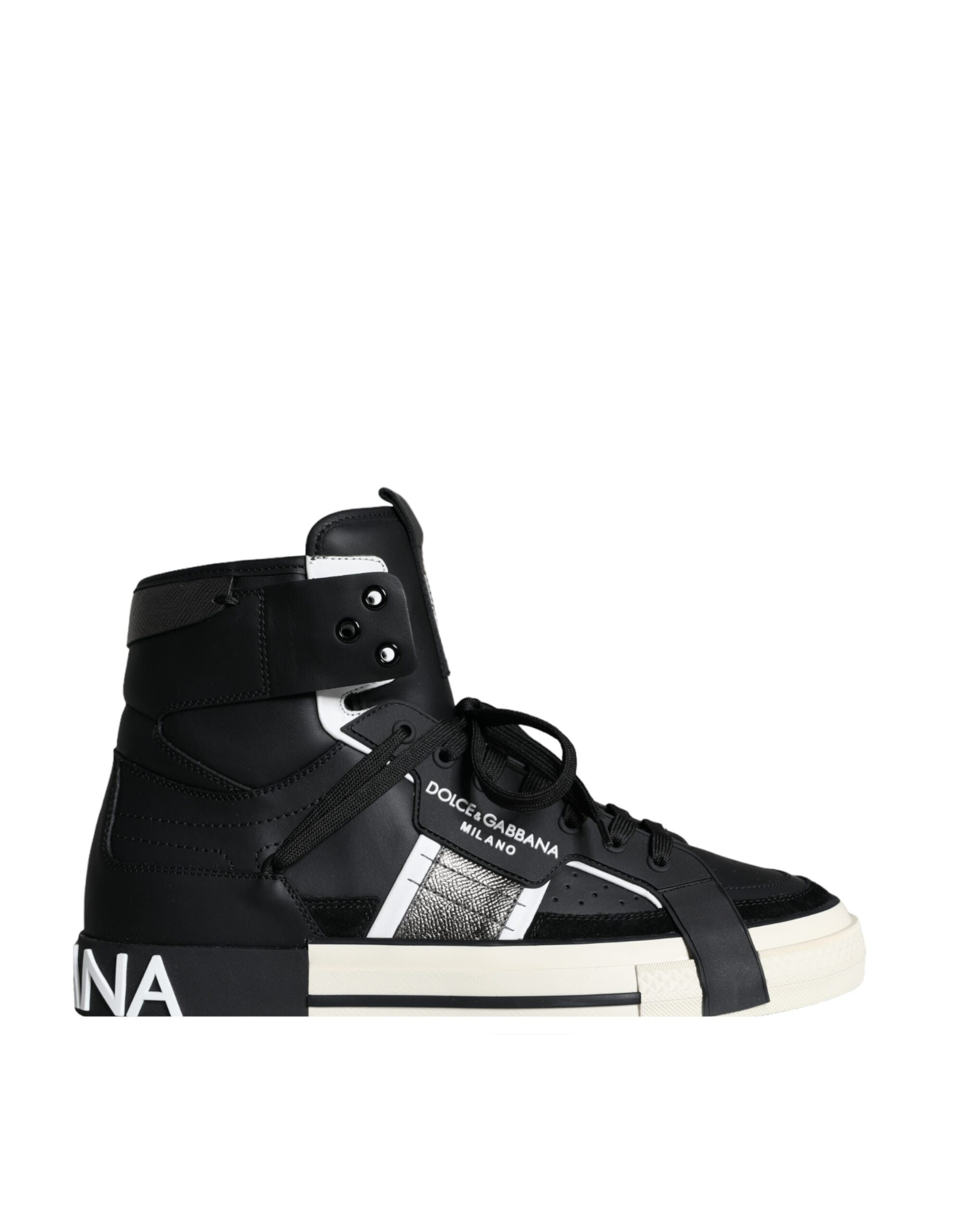 Παπούτσια Dolce & Gabbana Black White Lace Up High Top Sneakers