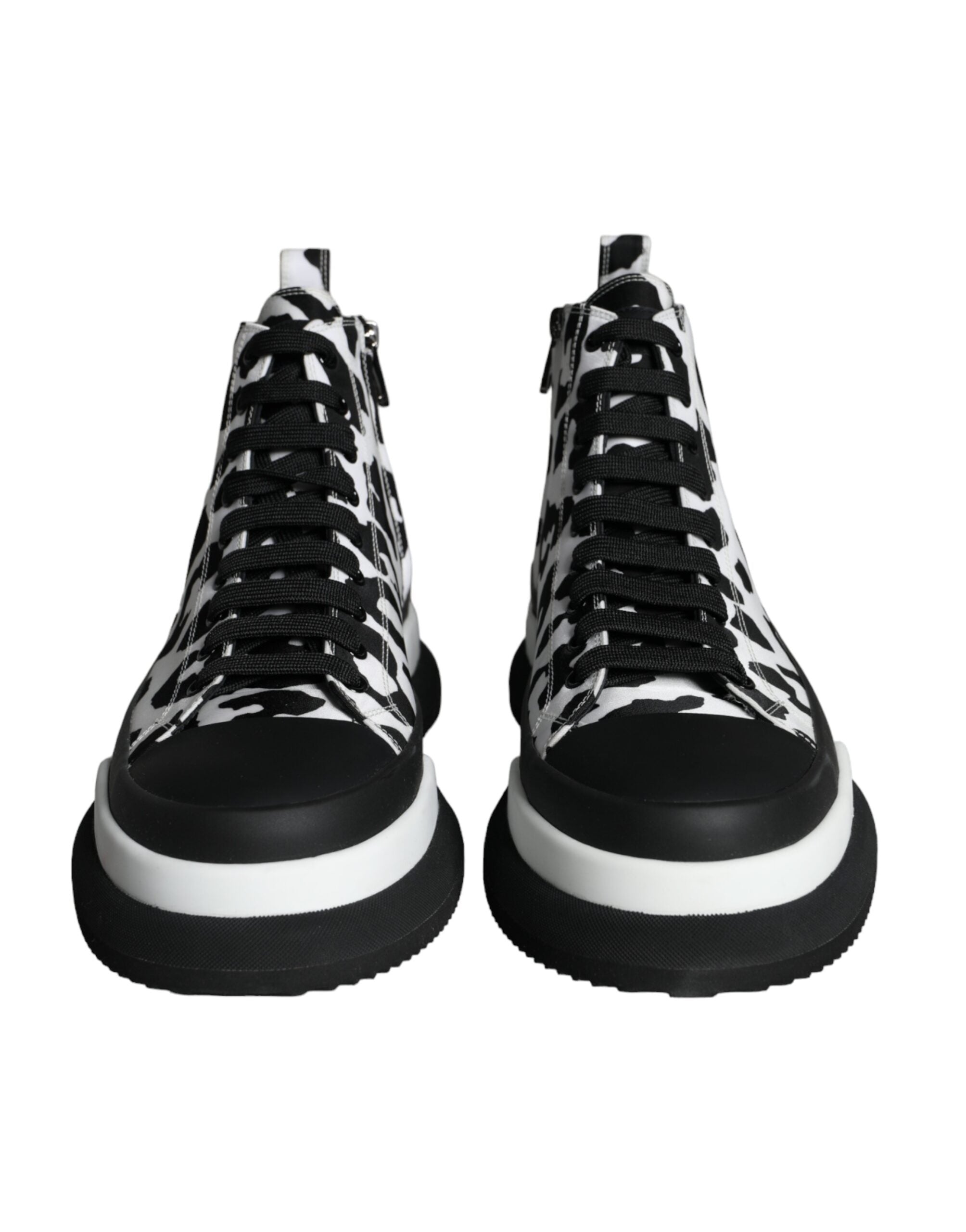 Παπούτσια Dolce & Gabbana Black White Leopard High Top Sneaker