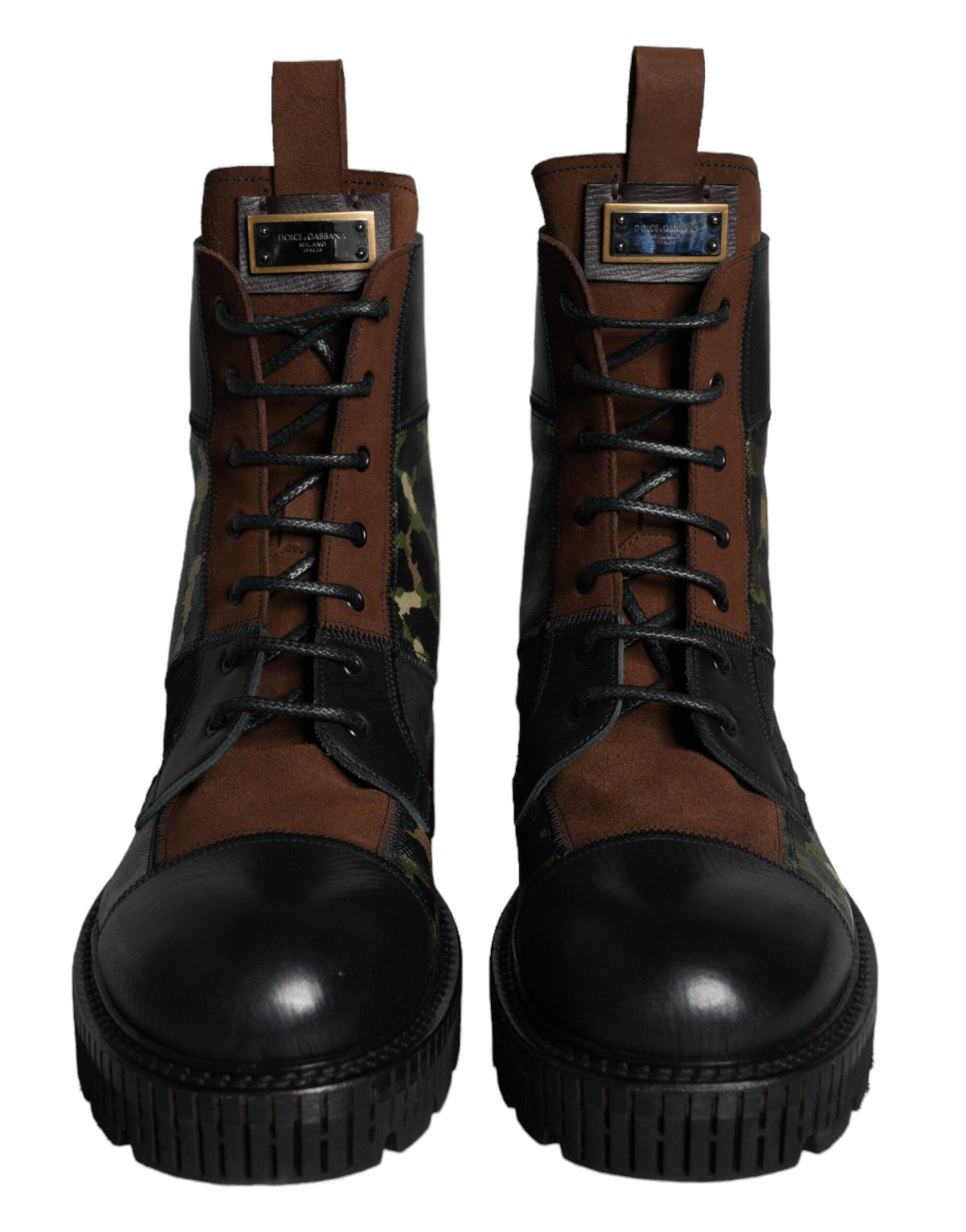 Παπούτσια Dolce & Gabbana Brown Suede Camouflage Leather Combat Boots