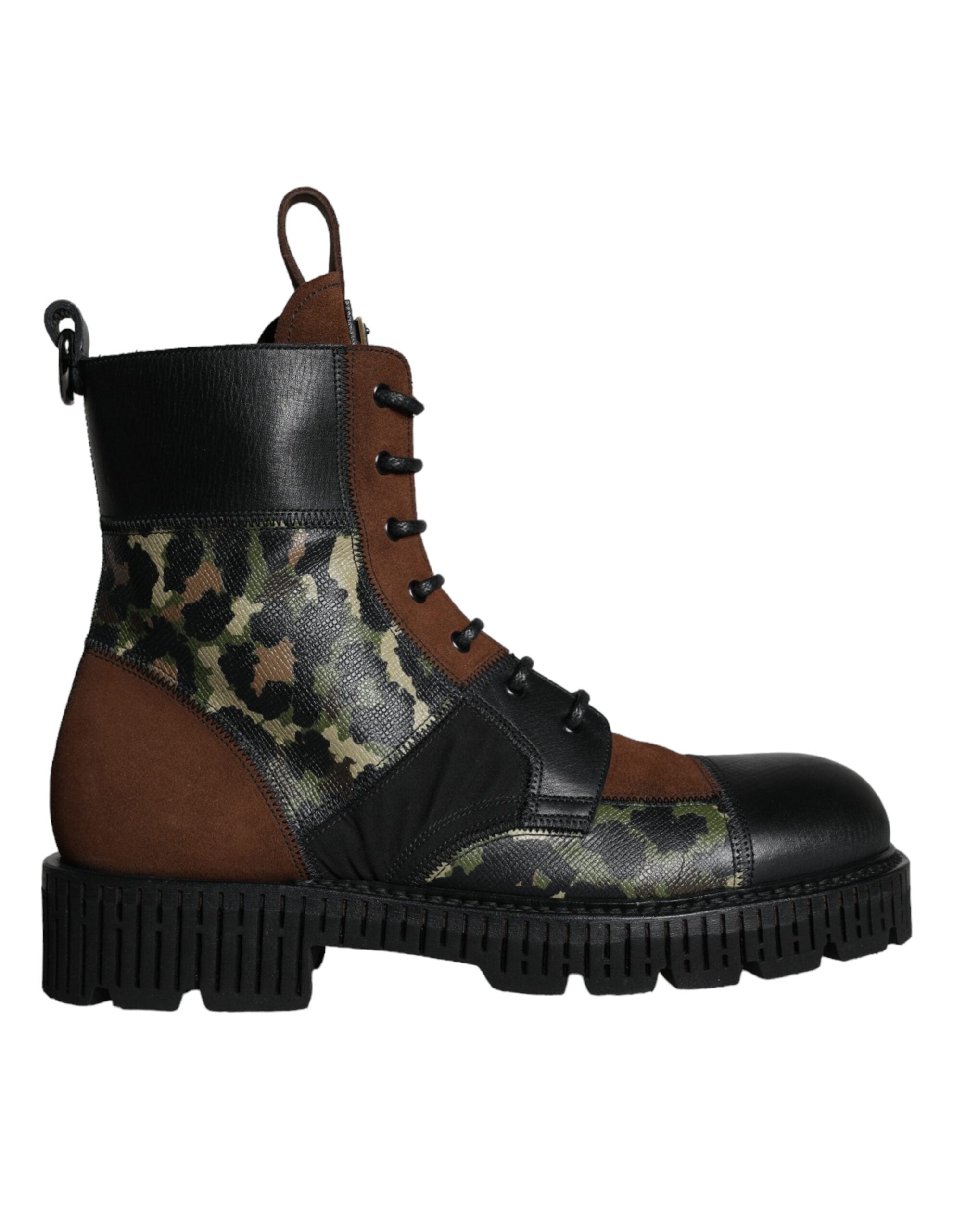 Παπούτσια Dolce & Gabbana Brown Suede Camouflage Leather Combat Boots