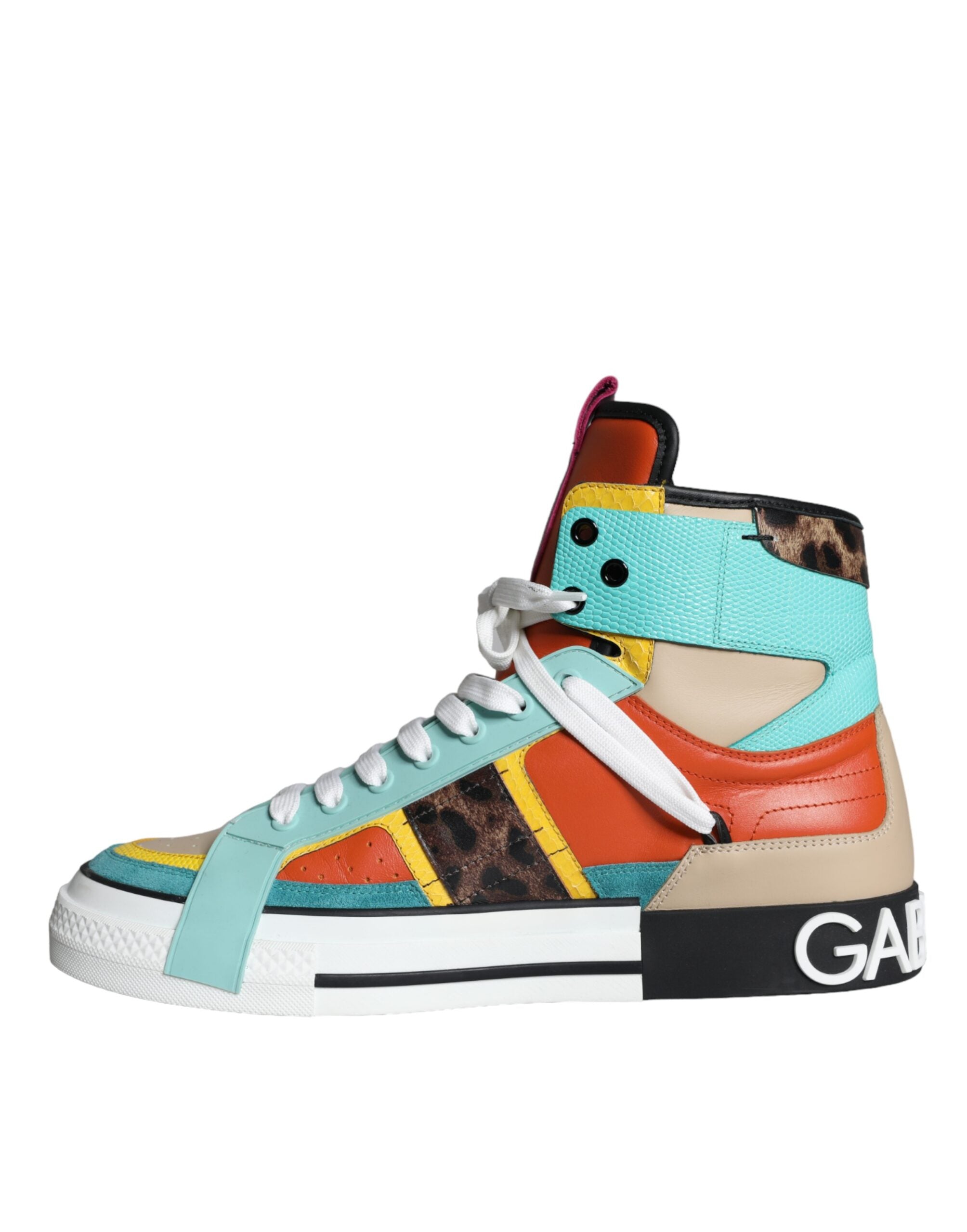 Dolce & Gabbana Multicolor Leather High Top Sneakers Shoes