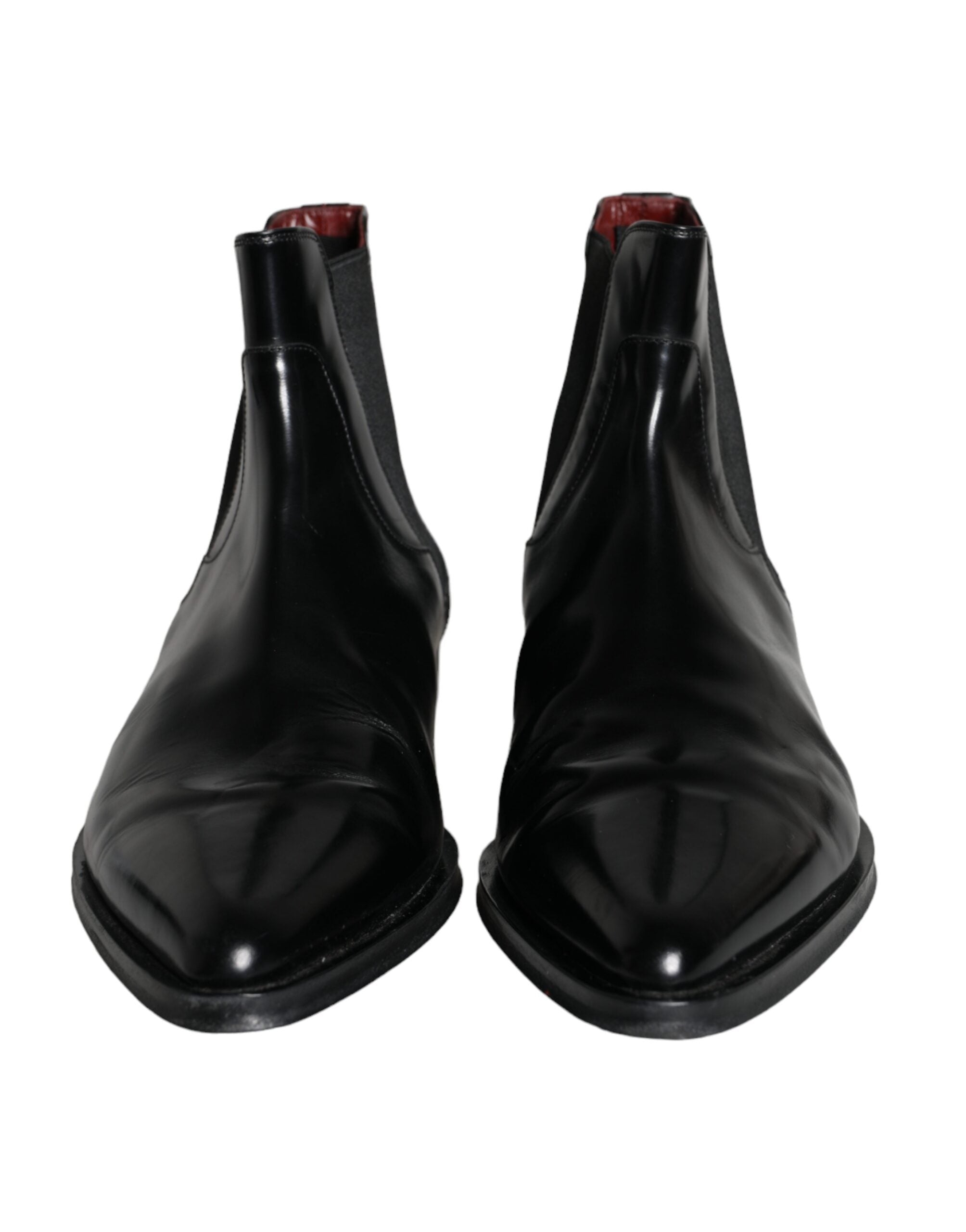 Dolce & Gabbana Black Leather Chelsea Ankle Boots Shoes