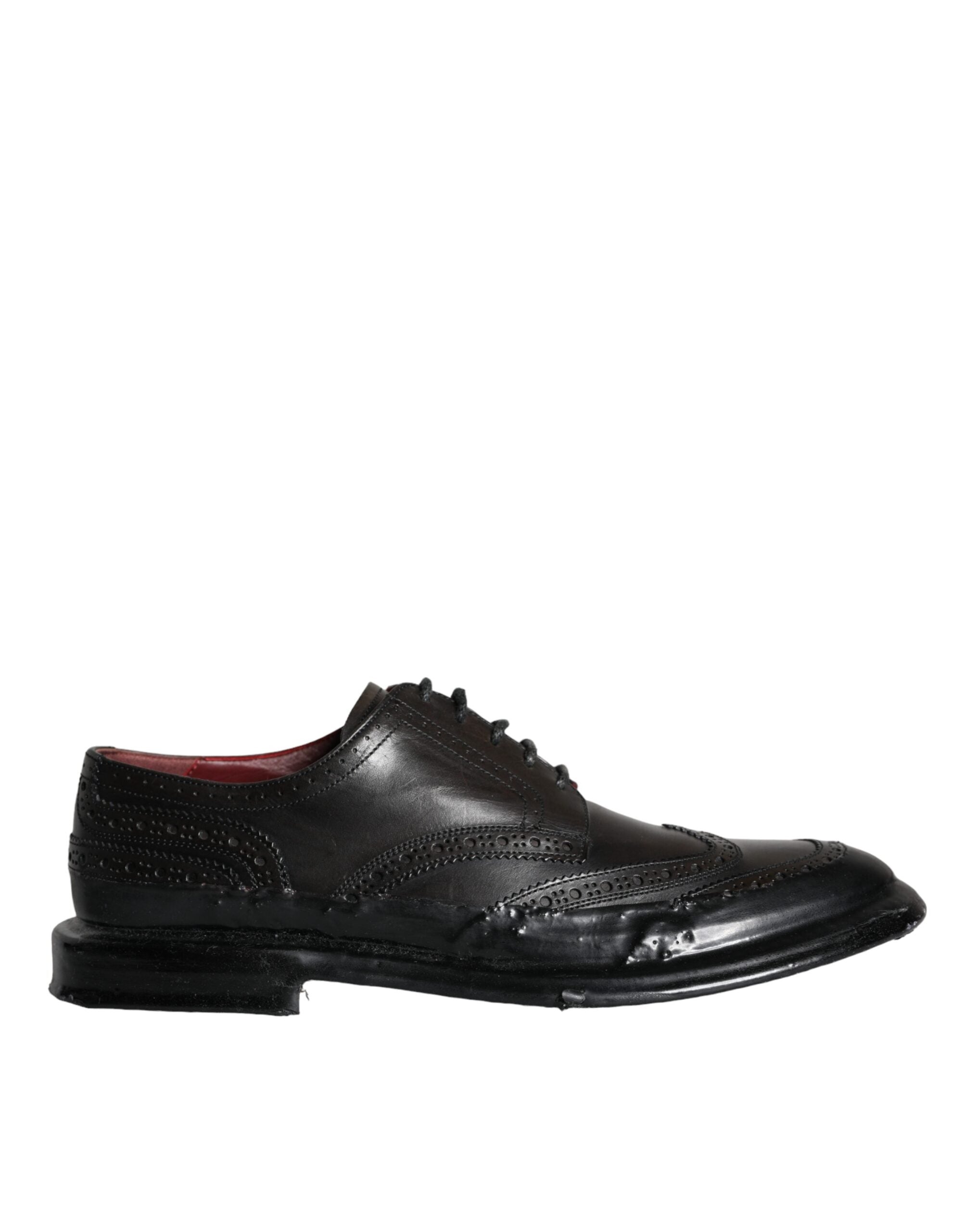 Dolce & Gabbana Μαύρα δερμάτινα Oxford Wingtip Formal ανδρικά παπούτσια