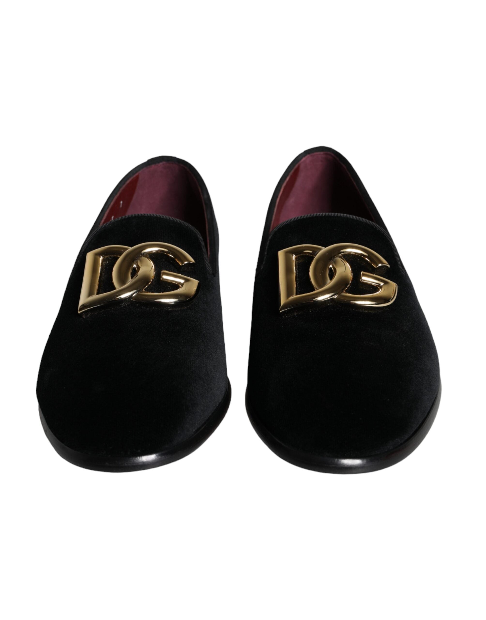 Παπούτσια φόρεμα Loafers με λογότυπο Dolce & Gabbana Black Velvet Cotton