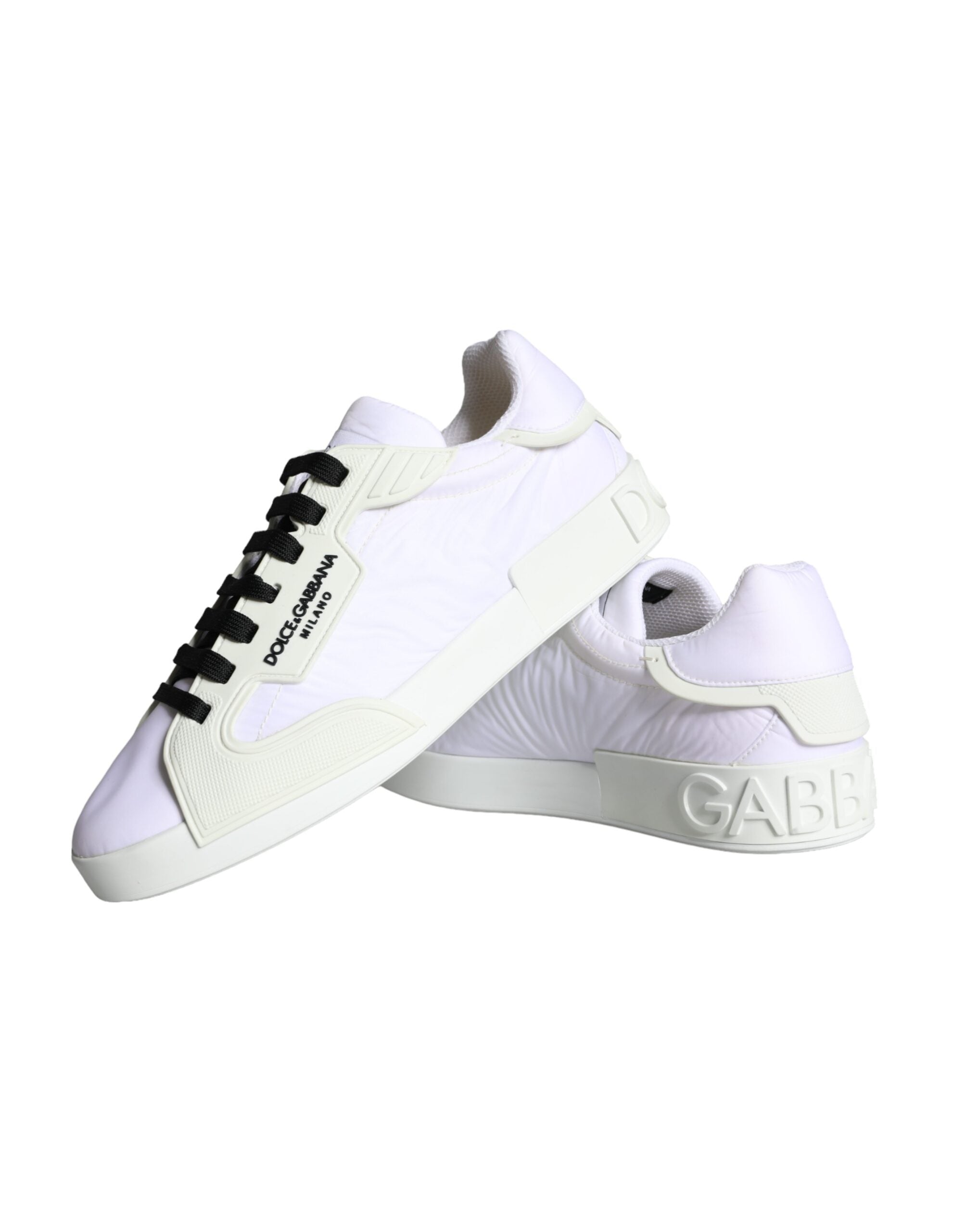 Dolce & Gabbana White Portofino Logo Low Top Trainers Sneakers Shoes