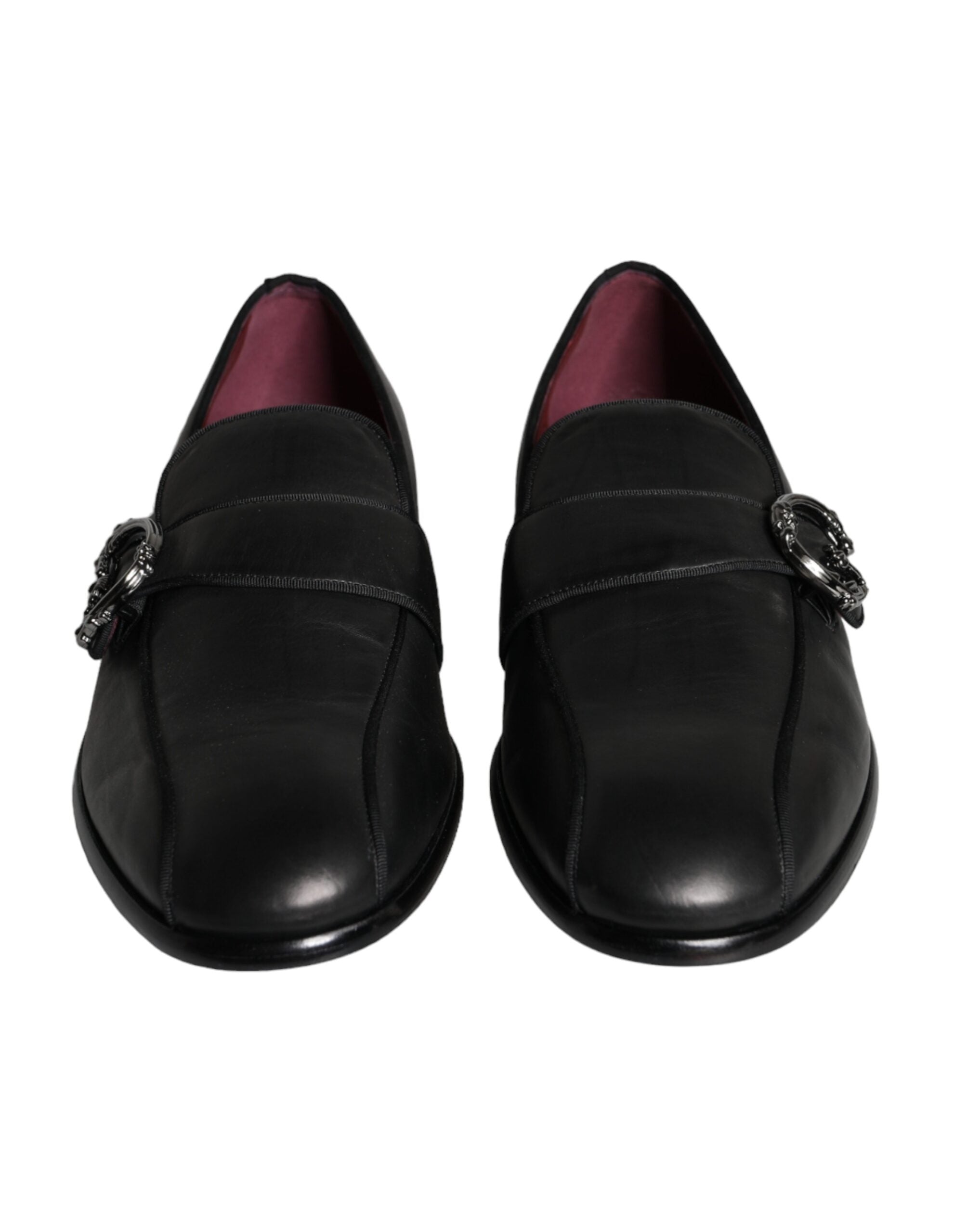 Dolce & Gabbana Μαύρο δερμάτινο λογότυπο Loafers Ανδρικά παπούτσια