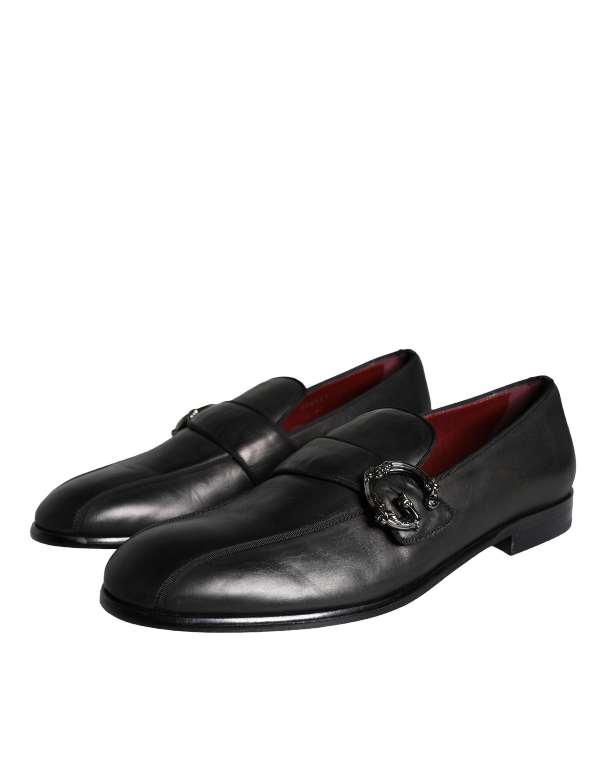 Dolce & Gabbana Μαύρα Δερμάτινα Παπούτσια Loafers με Λογότυπο για Άντρες