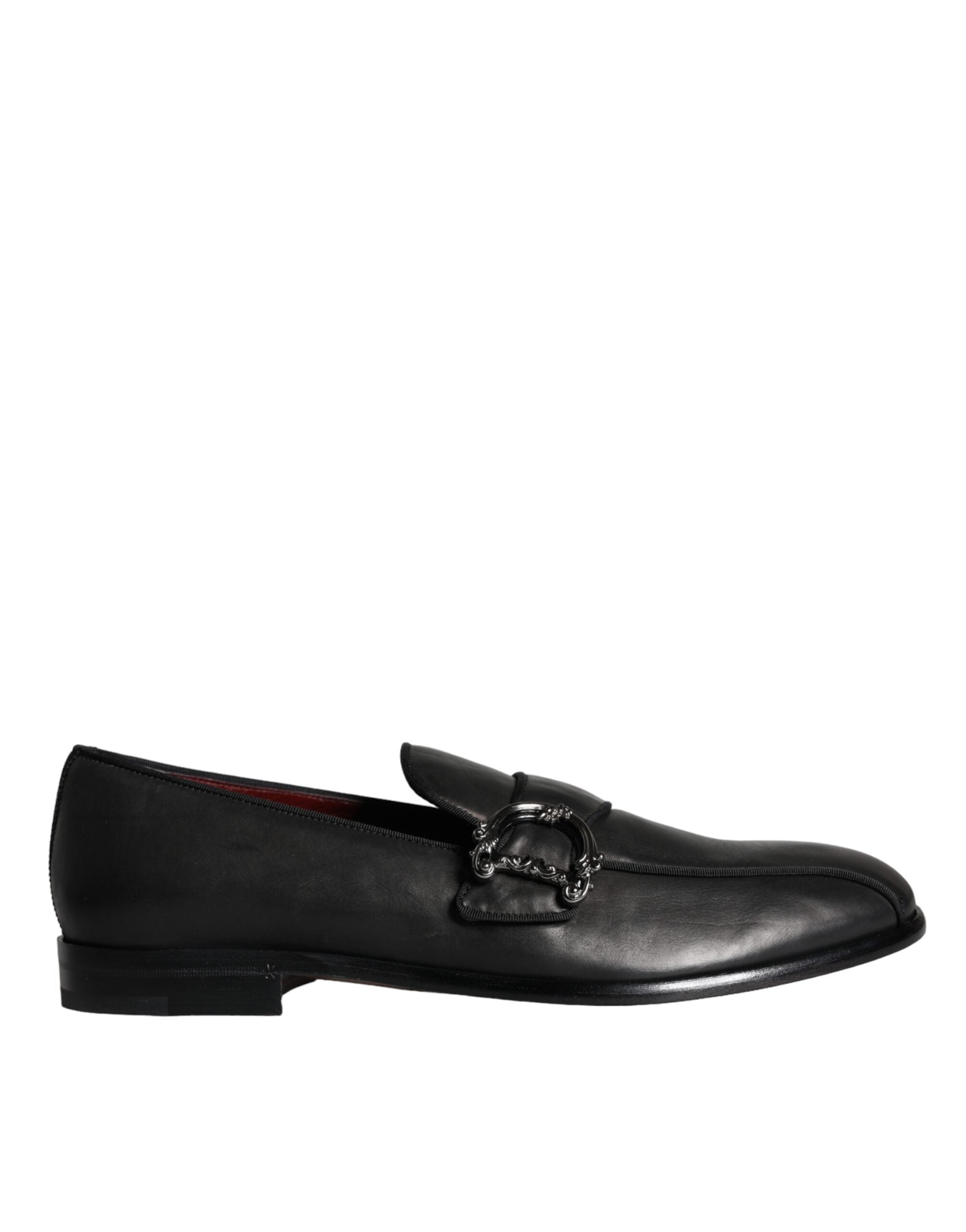 Dolce & Gabbana Μαύρο δερμάτινο λογότυπο Loafers Ανδρικά παπούτσια