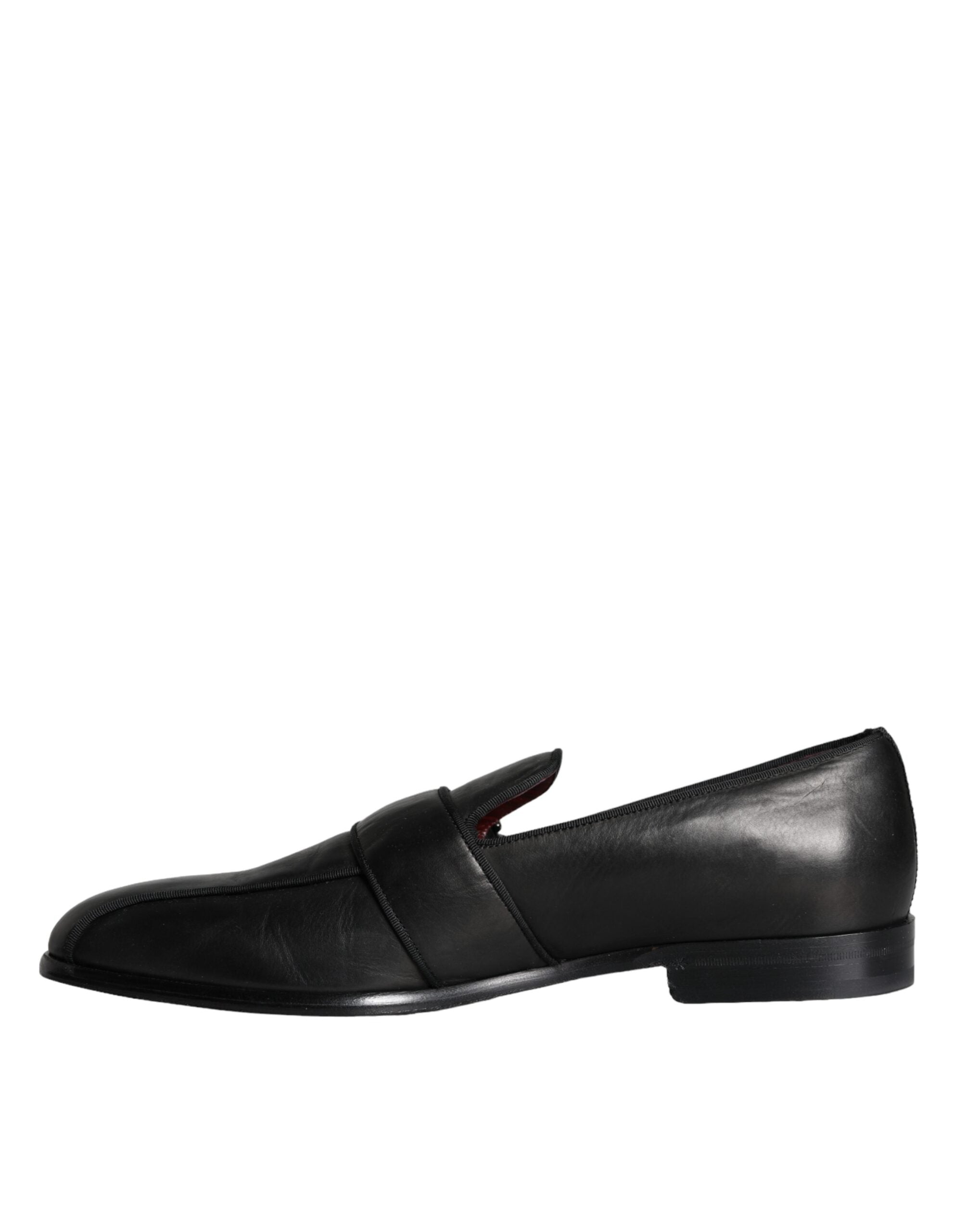 Dolce & Gabbana Μαύρα Δερμάτινα Παπούτσια Loafers με Λογότυπο για Άντρες