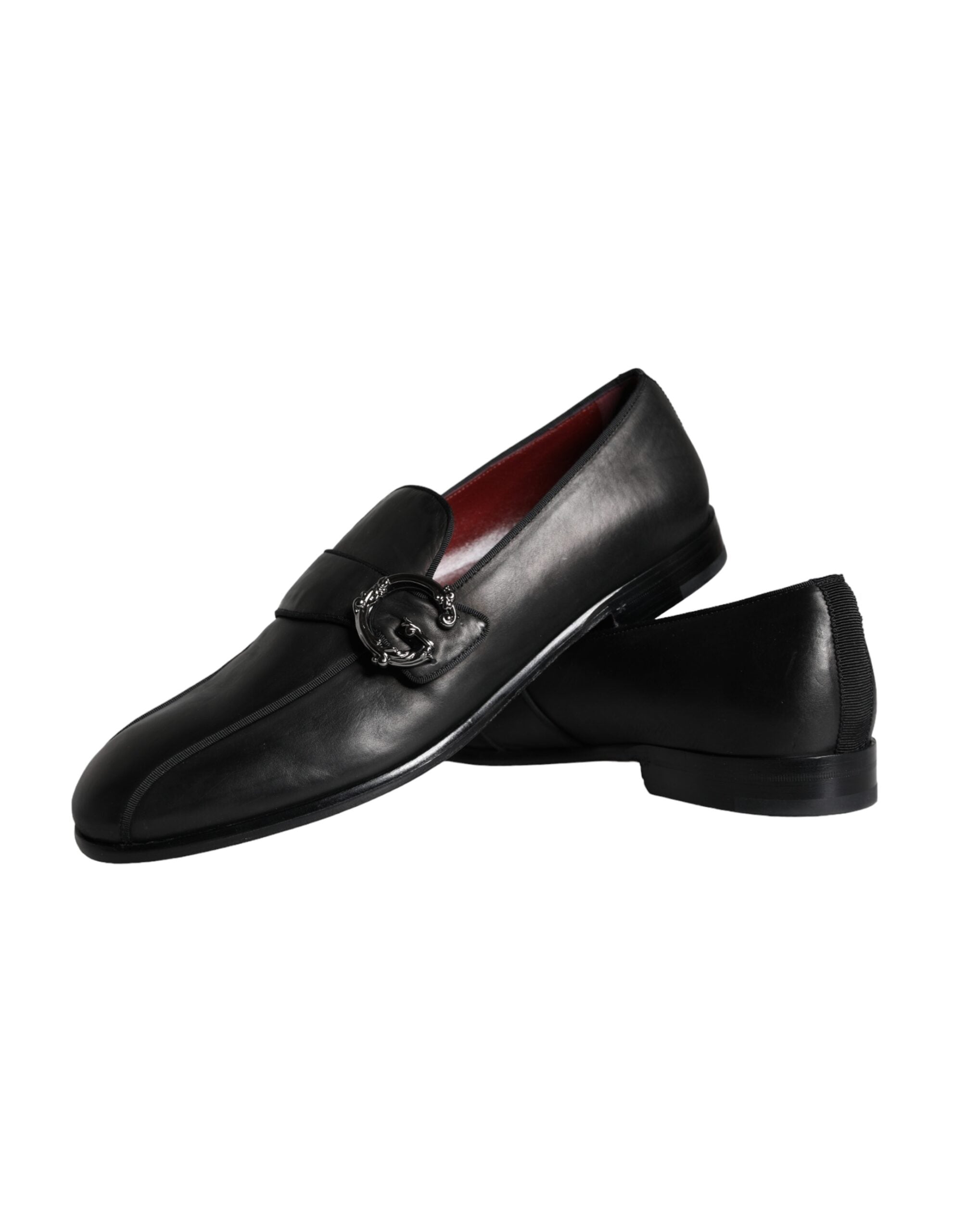 Dolce & Gabbana Μαύρα Δερμάτινα Παπούτσια Loafers με Λογότυπο για Άντρες