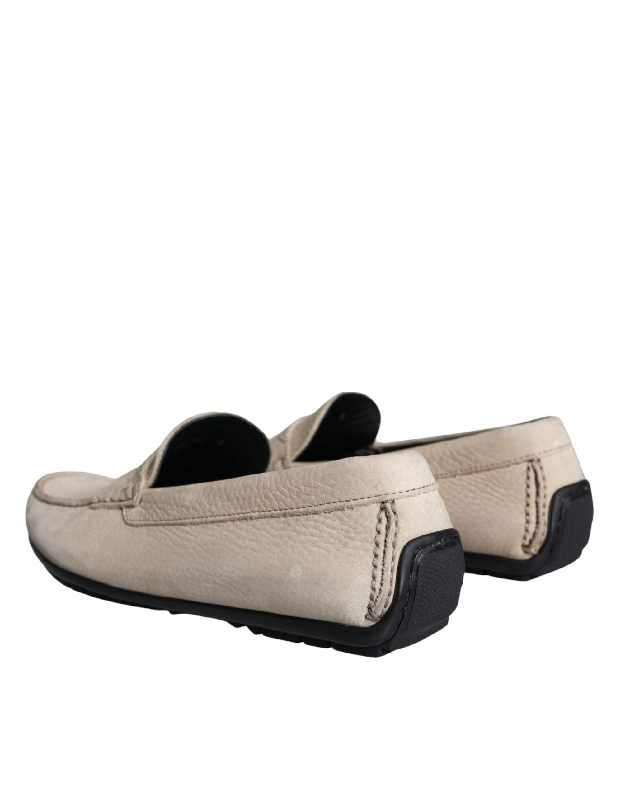 Ανδρικά παπούτσια Dolce & Gabbana Beige Leather Slip Mocassin Loafers