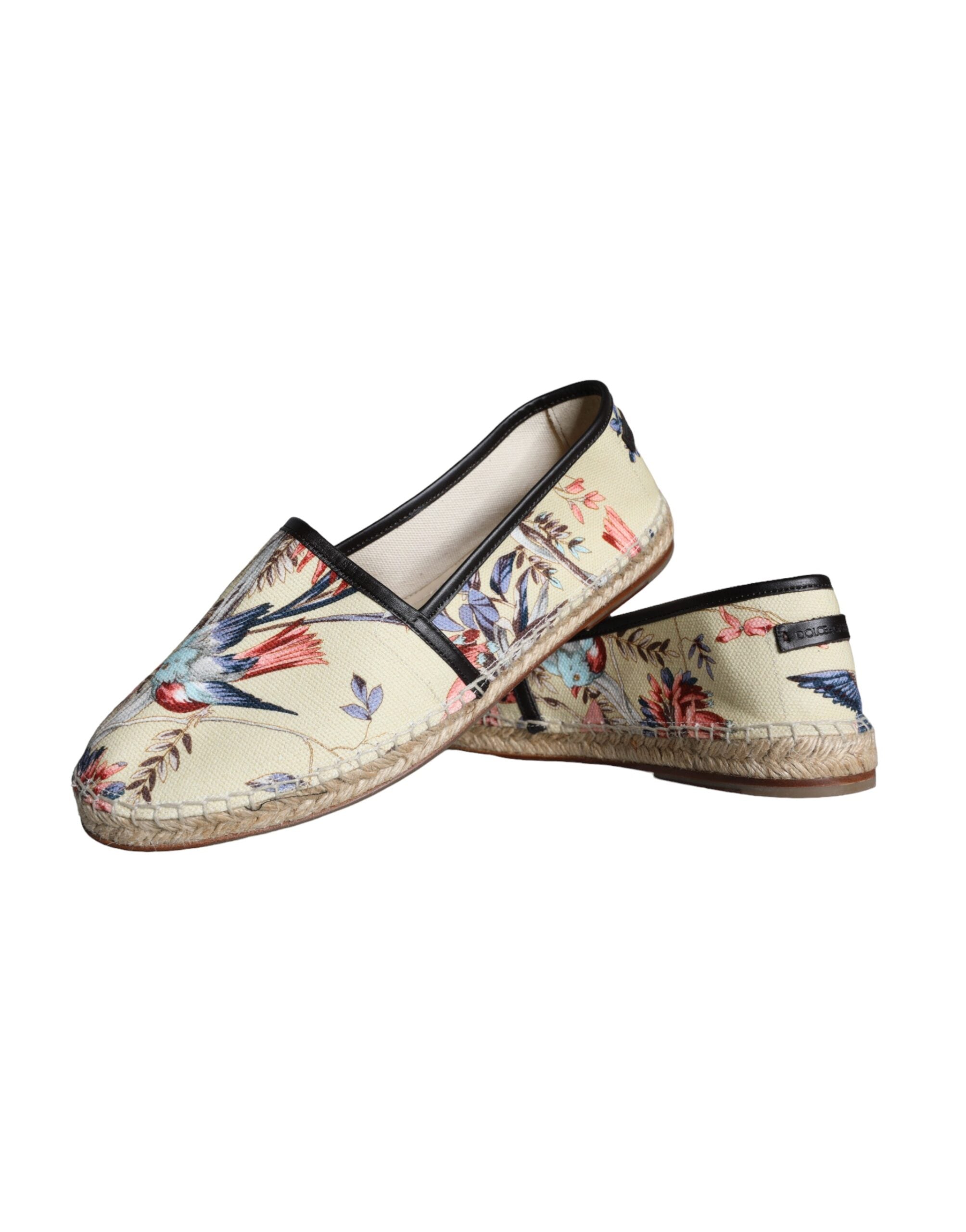 Dolce & Gabbana μπεζ φλοράλ καμβά Espadrilles Slip On Shoes